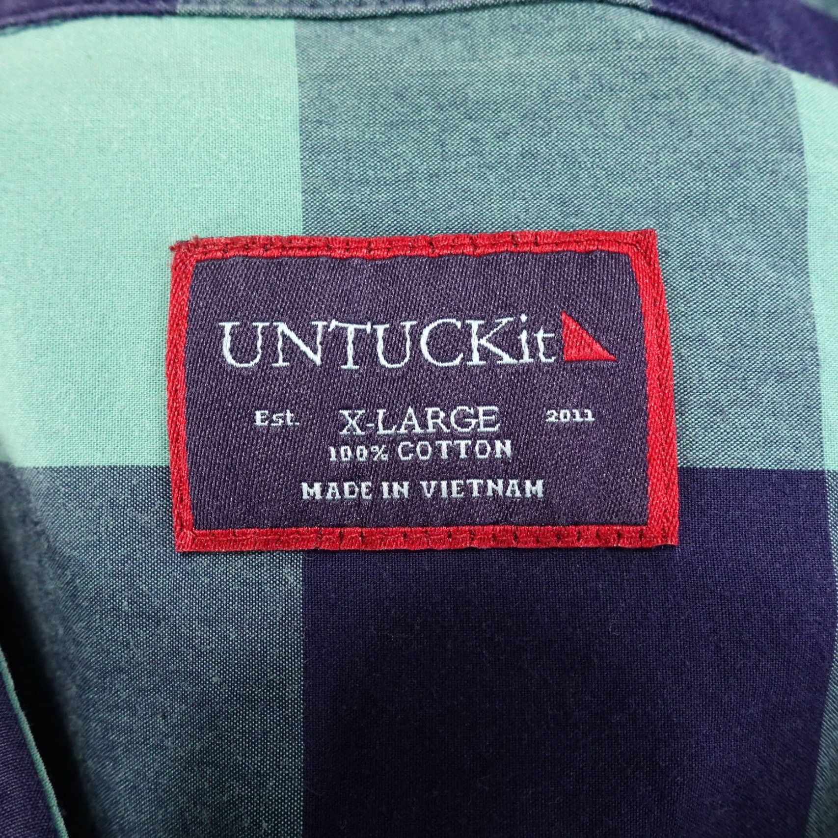 UNTUCKit VINTAGE UNTUCKit Green Check Button Down Shirt Men XL Cotton Casual Business Formal Wedding Size US XL / EU 56 / 4 - 6 Thumbnail