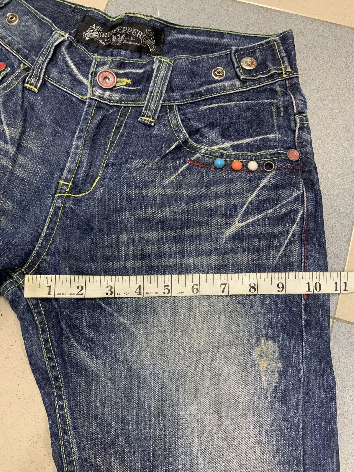 If Six Was Nine Y2K Red Pepper Denim Japan Wings Flared Jeans Size US 28 / EU 44 - 18 Thumbnail