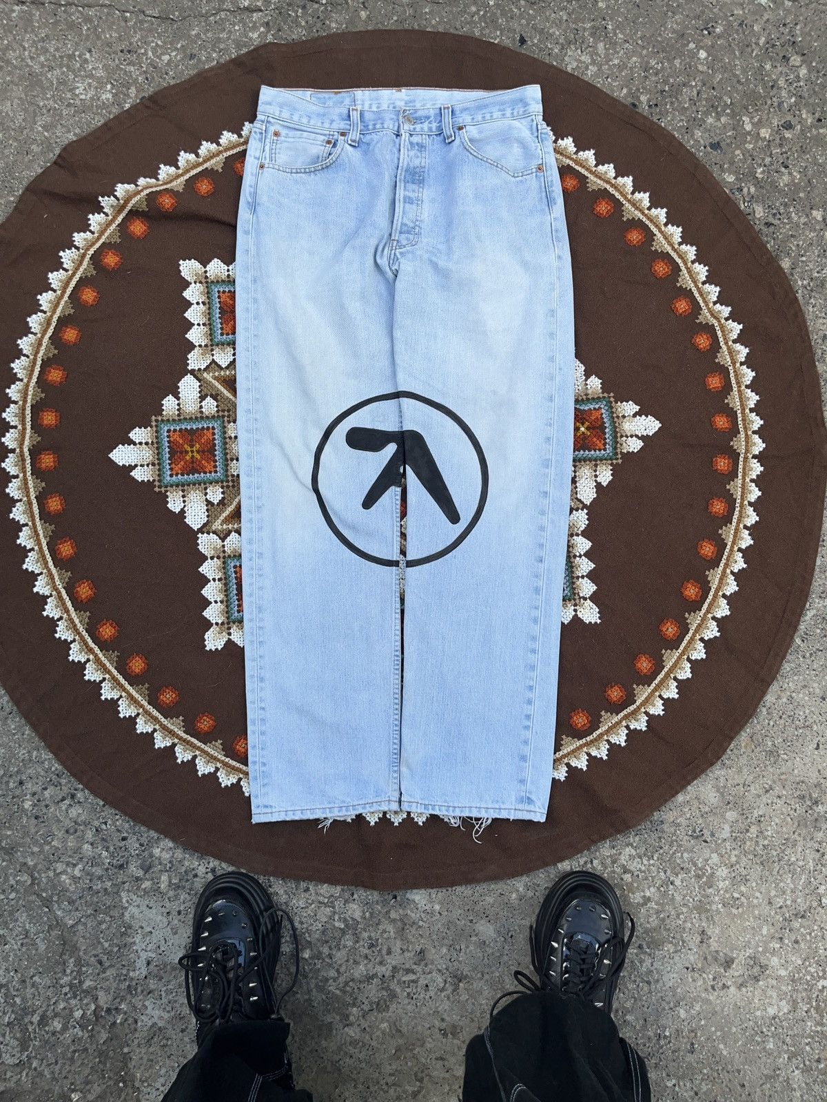Apex Aphex Twin Custom Made Jeans On Vintage Levi’s 501 Size US 34 / EU 50 - 1 Thumbnail