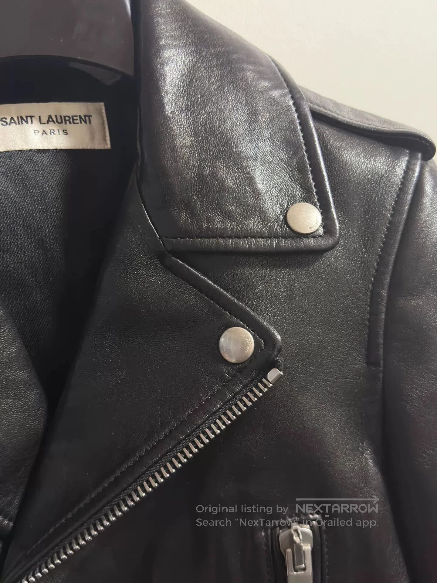 Saint Laurent Paris classic black leather biker jacket for women. Size S / US 4 / IT 40 - 3 Thumbnail
