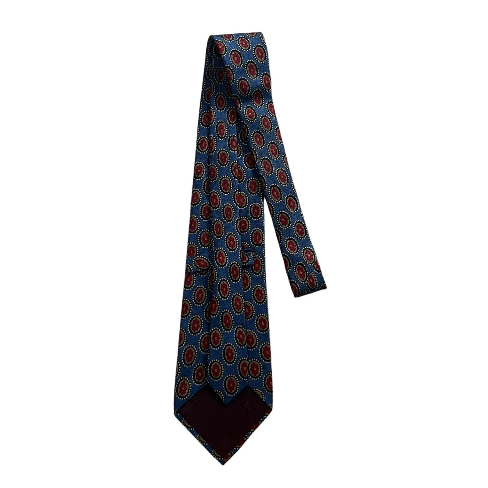 Burberry Burberrys of London Vintage Blue Circles Poppy Floral Tie Size ONE SIZE - 4 Thumbnail
