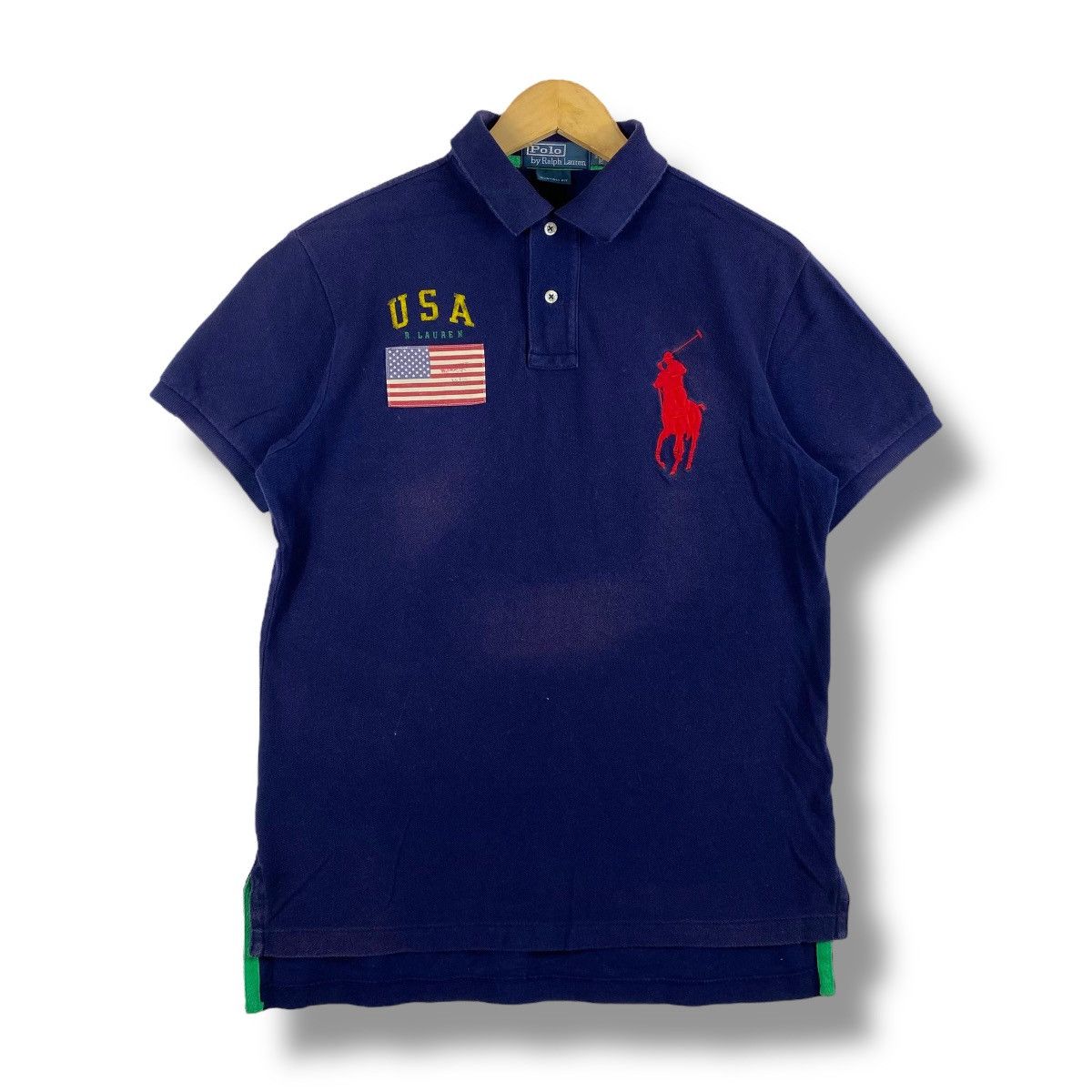 Polo Ralph Lauren × Vintage Vintage 00's POLO RALPH LAUREN Usa Flag Faded Navy Polo Size US M / EU 48-50 / 2 - 1 Thumbnail
