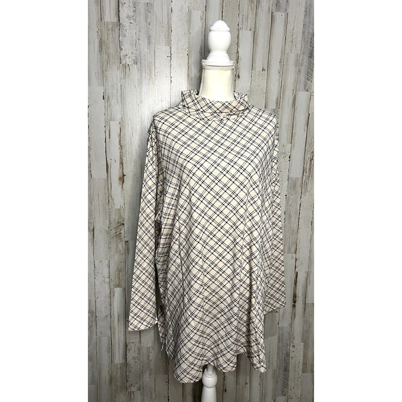 Lands' End Lands' End Women's 3XL Plaid Turtleneck Long Sleeve Blouse Size 3XL / US 20-22 - 2 Thumbnail