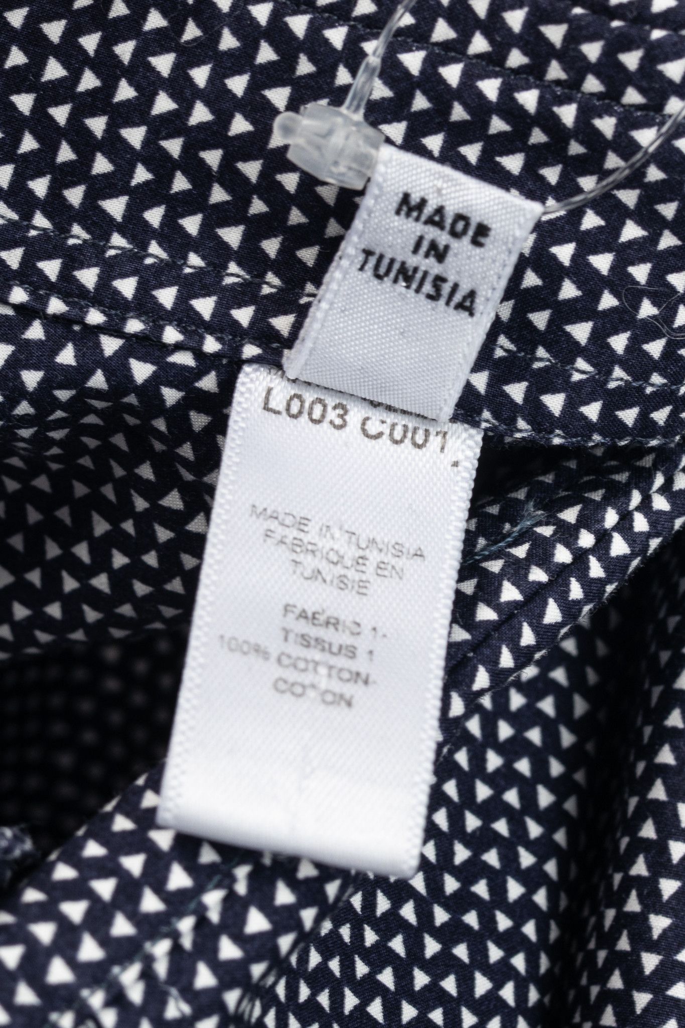 Armani Collezioni Armani Collezioni Navy Triangle-Print Cotton Button-Up Shirt Size US XXL / EU 58 / 5 - 10 Thumbnail