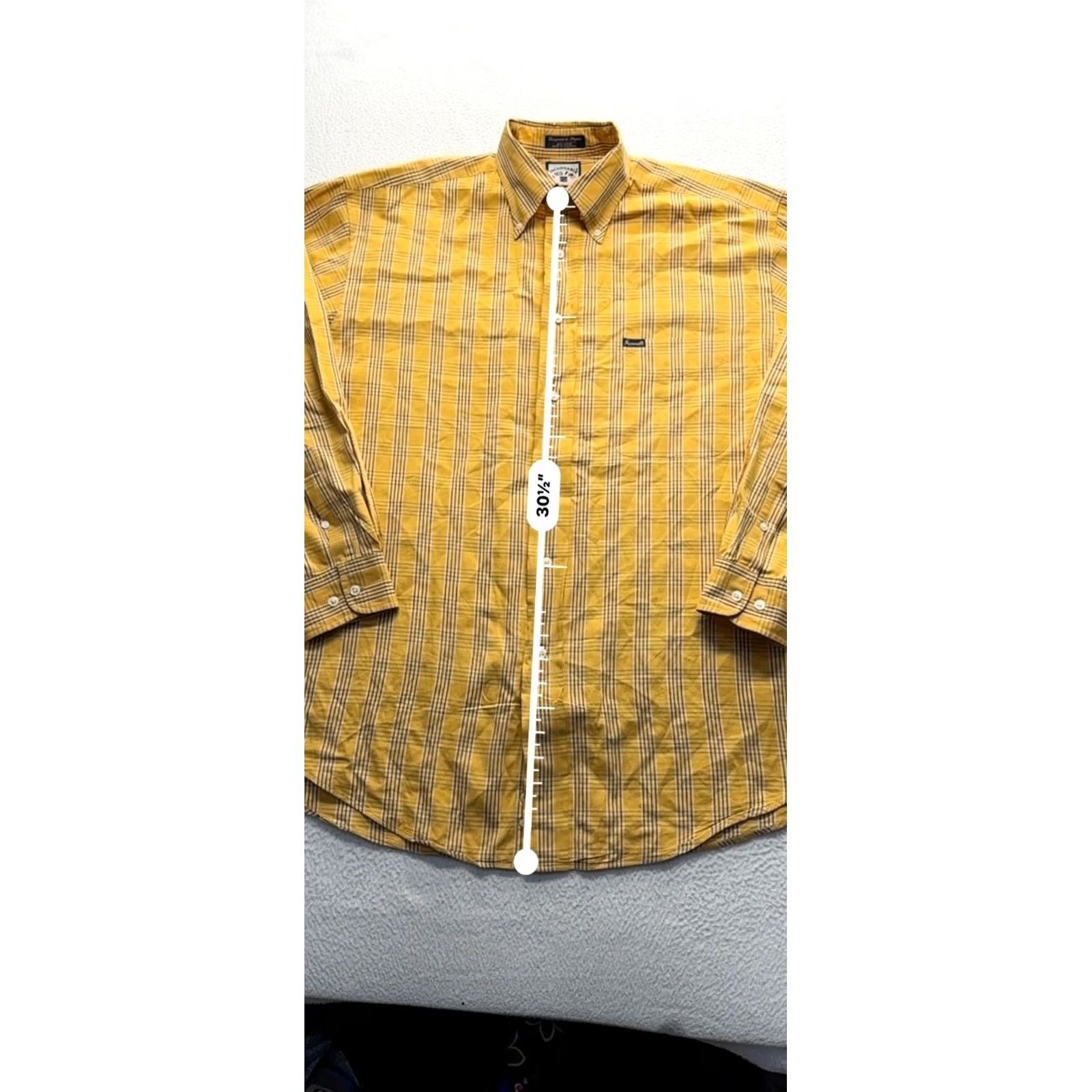 Faconnable VINTAGE Faconnable Shirt Button-Up Long Sleeve Yellow & White Plaid 100% Cotton Mens L Size US L / EU 52-54 / 3 - 5 Thumbnail