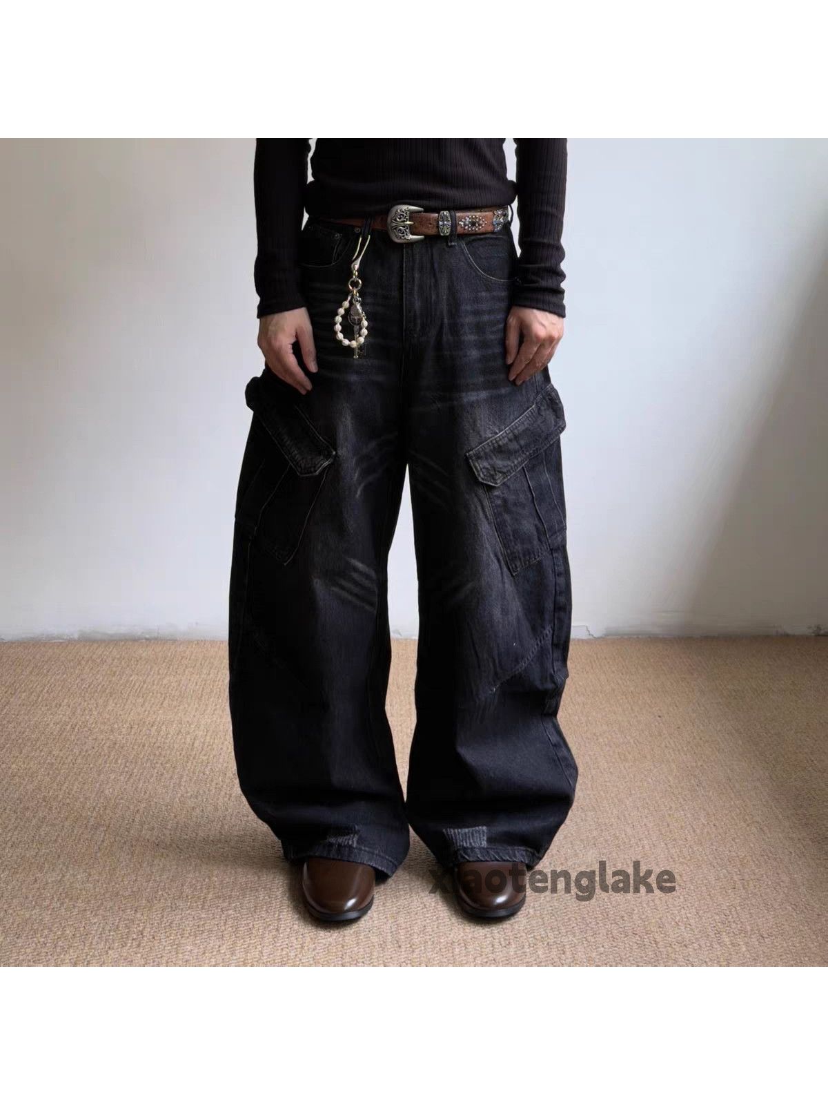 Jean zx vintage washed faded loose baggy flared cargo jeans Size US 32 / EU 48 - 2 Thumbnail