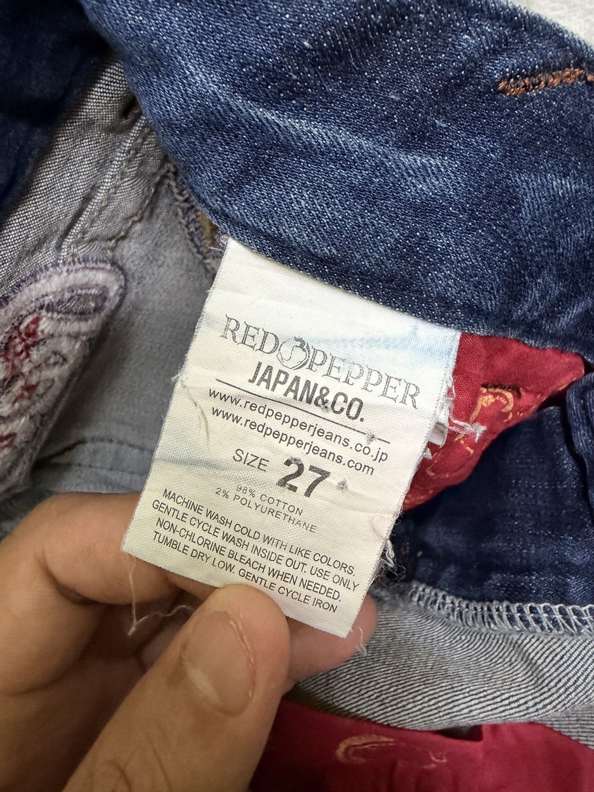 Hysteric Glamour Red Pepper Y2K Mud Wash Embroidered Wing Flare Bootcut Jeans Size US 28 / EU 44 - 15 Thumbnail