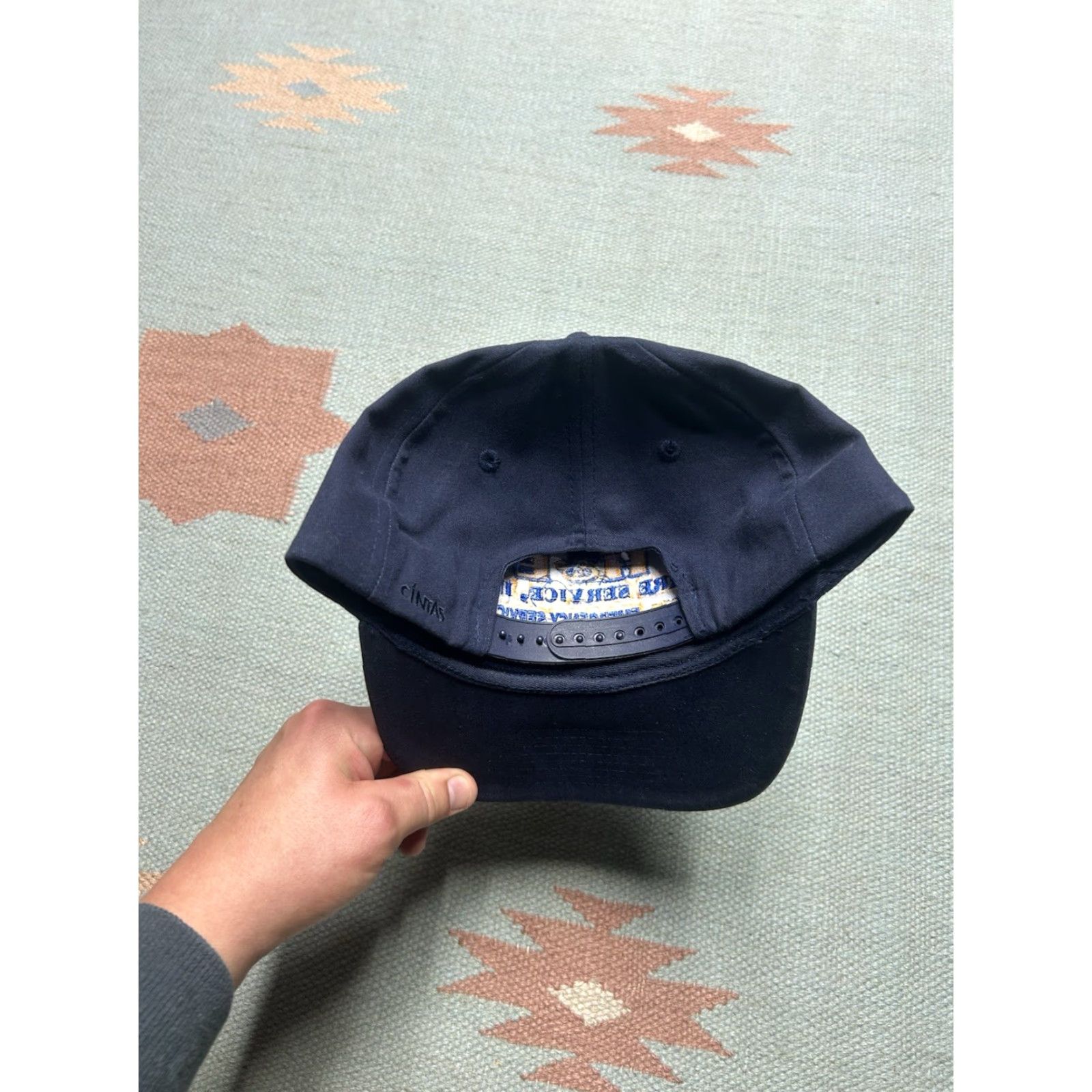 Vintage VINTAGE SnapBack Hat Cap H&E Tire Service Navy Blue Adjustable Car Mechanic Mens Adjustable Size ONE SIZE - 4 Thumbnail