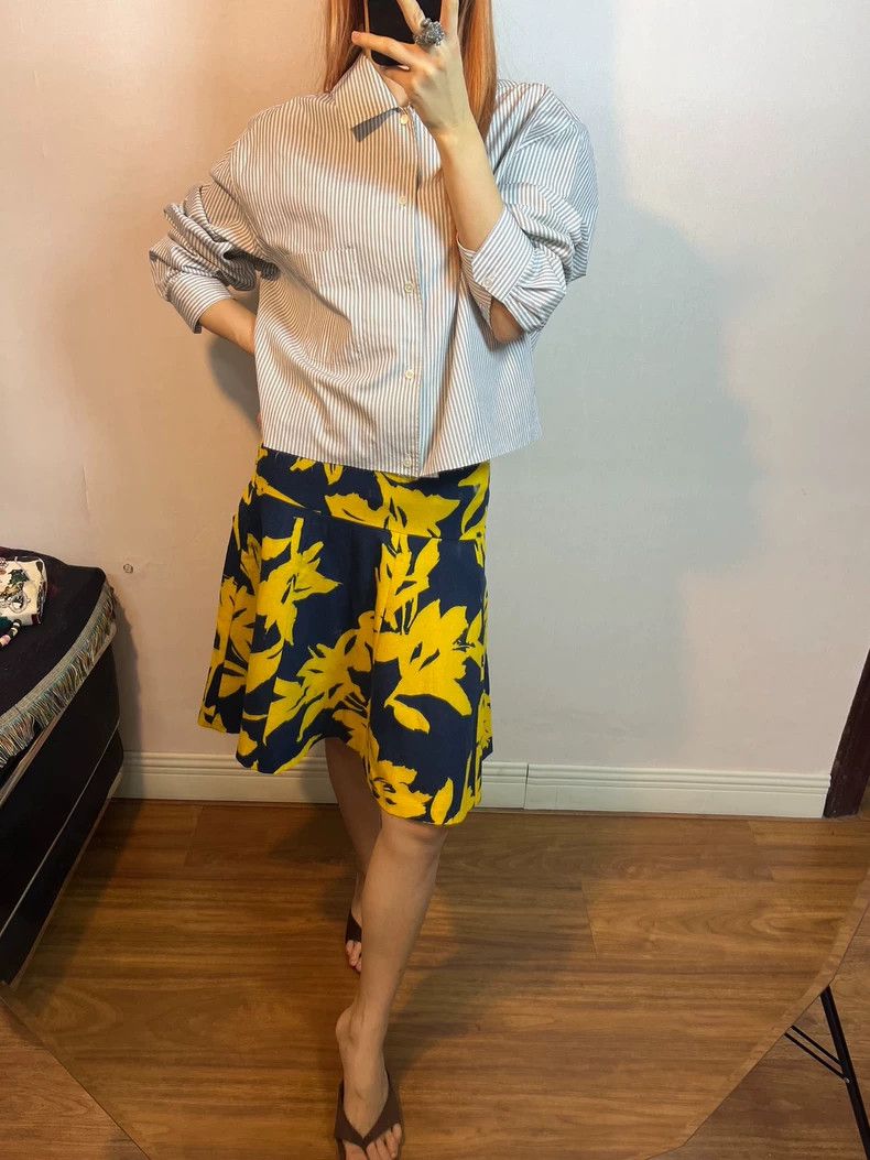Dries Van Noten DRIES VAN NOTEN Yellow woolen leaf skirt Size 33" - 9 Thumbnail