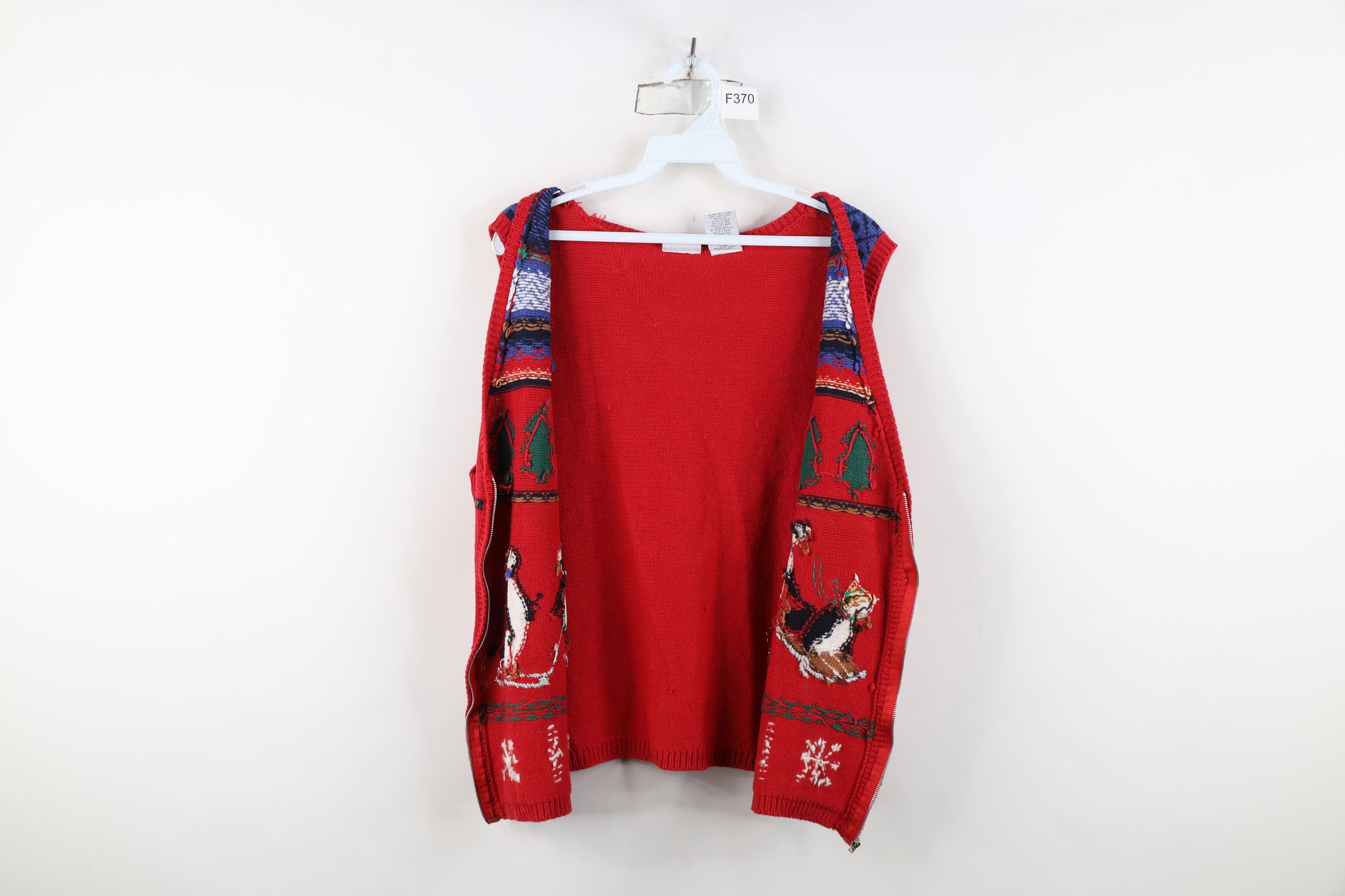Vintage Vintage 90s Streetwear Penguin Knit Zip Sweater Vest Size XL / US 12-14 / IT 48-50 - 12 Thumbnail