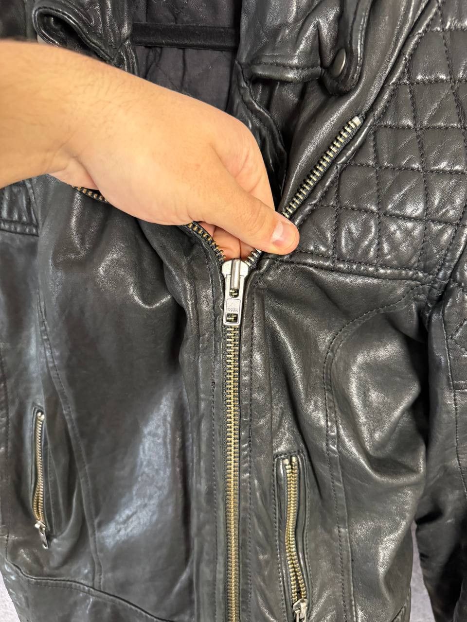 Allsaints × Vintage ALLSAINTS LEATHER BIKER JACKET WOMEN'S UK14 LAMB PAPIN Size L / US 10 / IT 46 - 11 Thumbnail