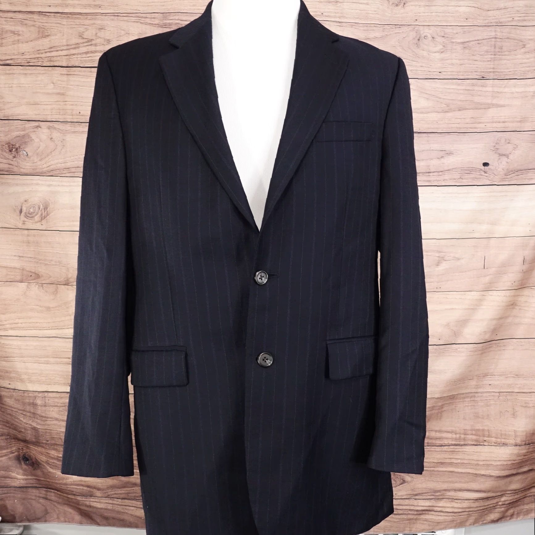 Ralph Lauren VINTAGE LAUREN RALPH LAUREN WOOLMARK PINSTRIPE SPORT COAT 40L BLUE STRIPED MENS Size US XXS / EU 40 - 3 Thumbnail