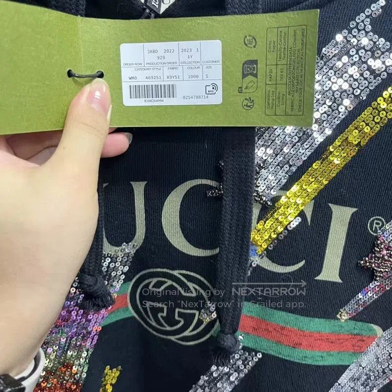 Gucci Gucci Black Sequin Logo Cotton Hoodie. Size US S / EU 44-46 / 1 - 5 Thumbnail