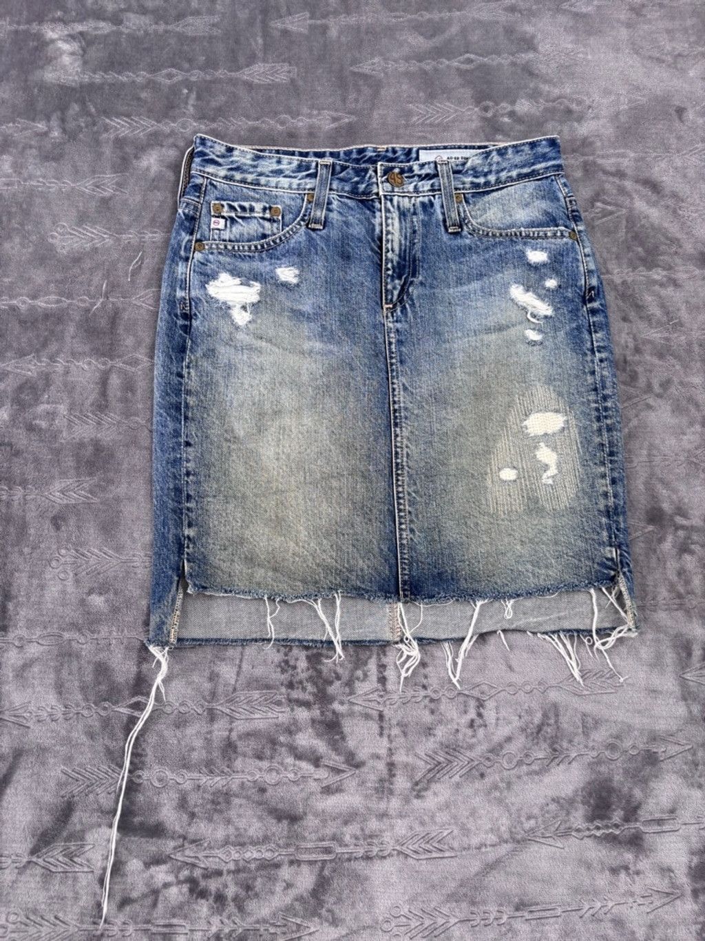 AG Adriano Goldschmied Women's AG Adriano Goldschmied Denim Skirt, 25R, Blue Size 42" / US 20 - 1 Thumbnail