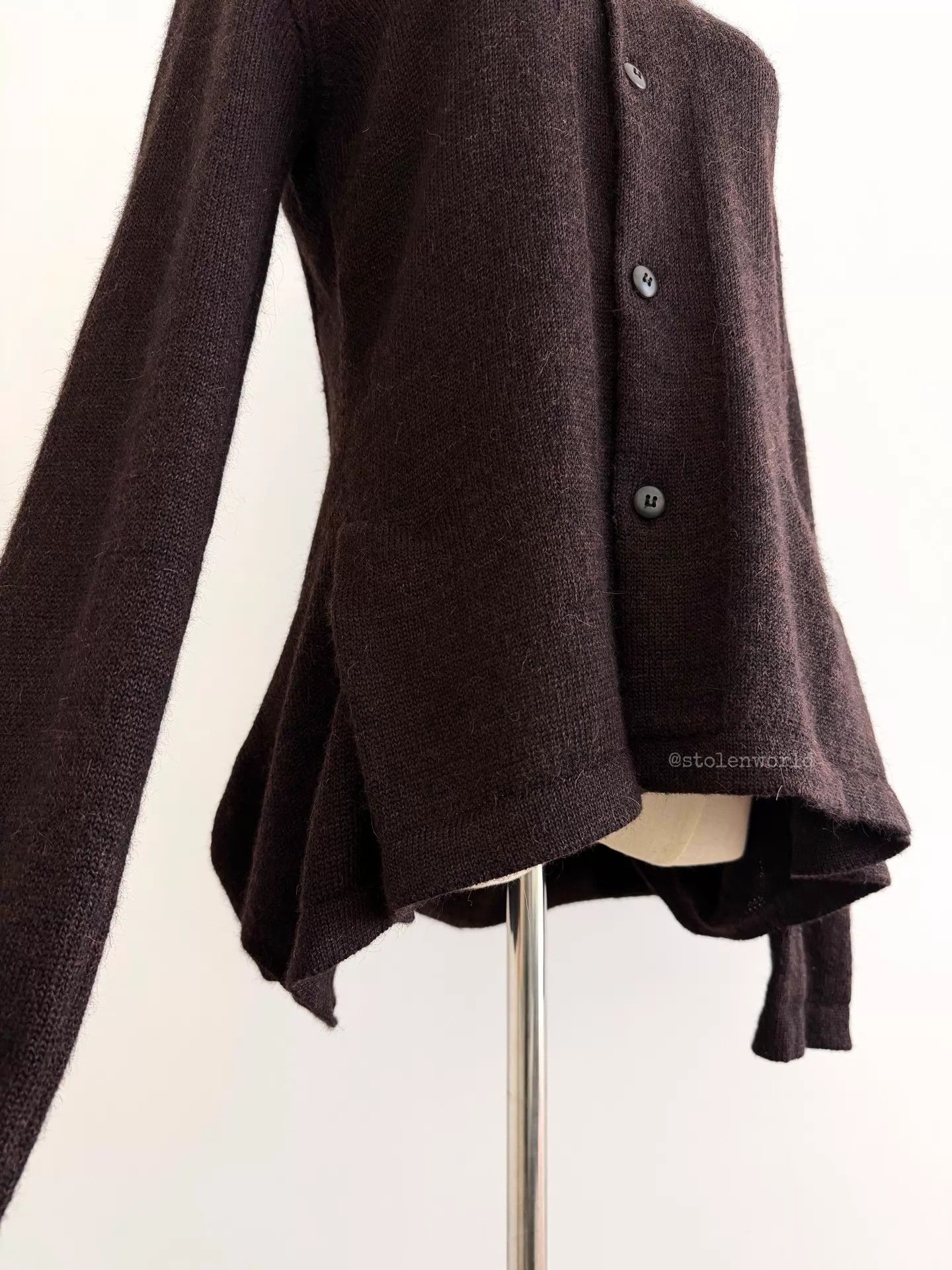 Y's Y's Transformed Wool Cardigan Deep Cocoa Purple-Red Tone Size L / US 10 / IT 46 - 8 Thumbnail