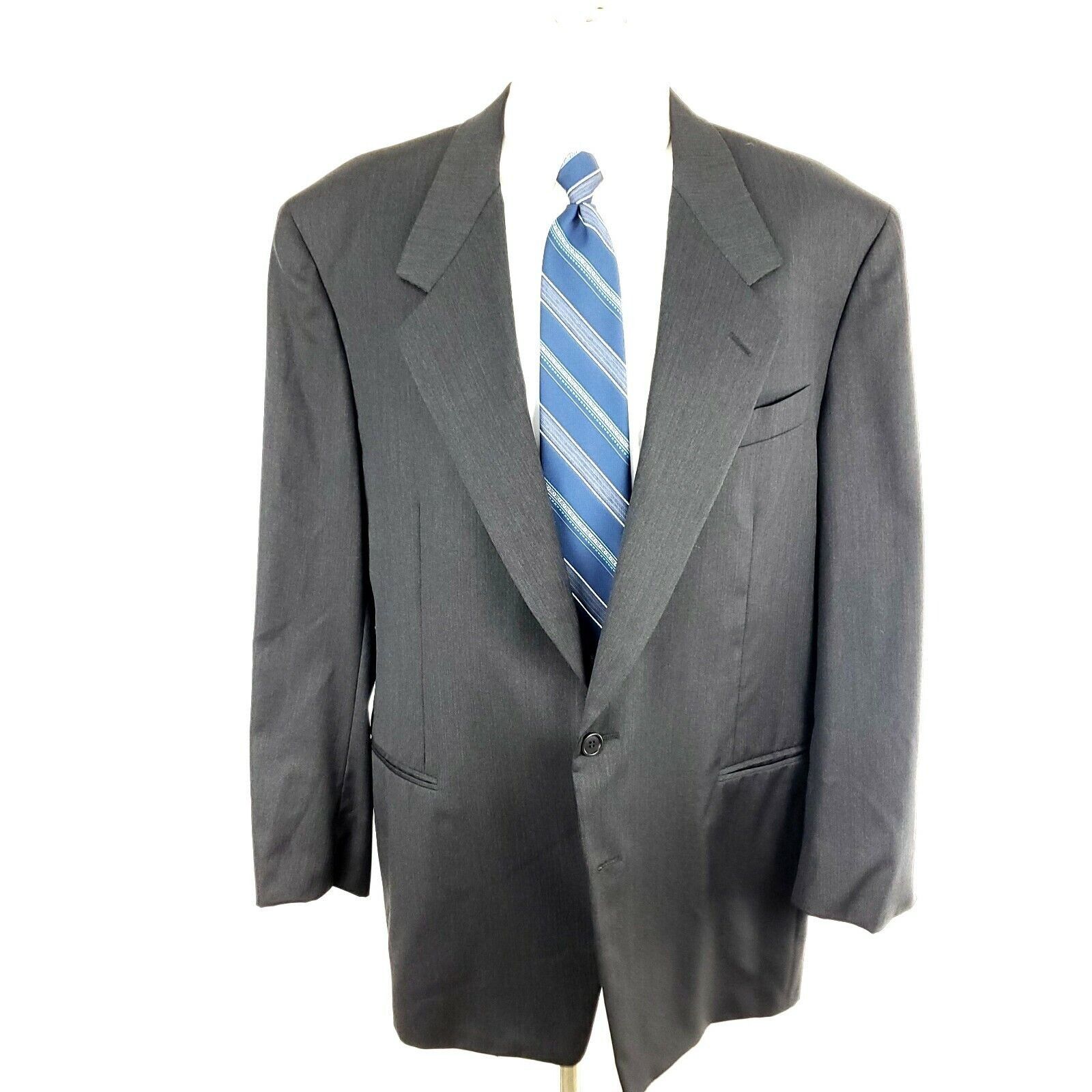 Canali Canali Proposta 44L 2 Button Herringbone Wool Gray Blazer Sp Size 44L - 3 Thumbnail