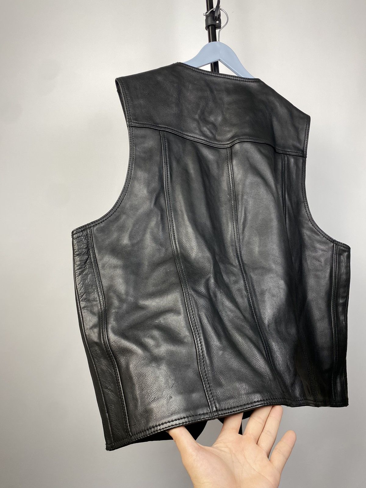 Leather × Vintage Genuine Buffalo Leather Biker Moto Punk Rock Vest Size US XL / EU 56 / 4 - 8 Thumbnail