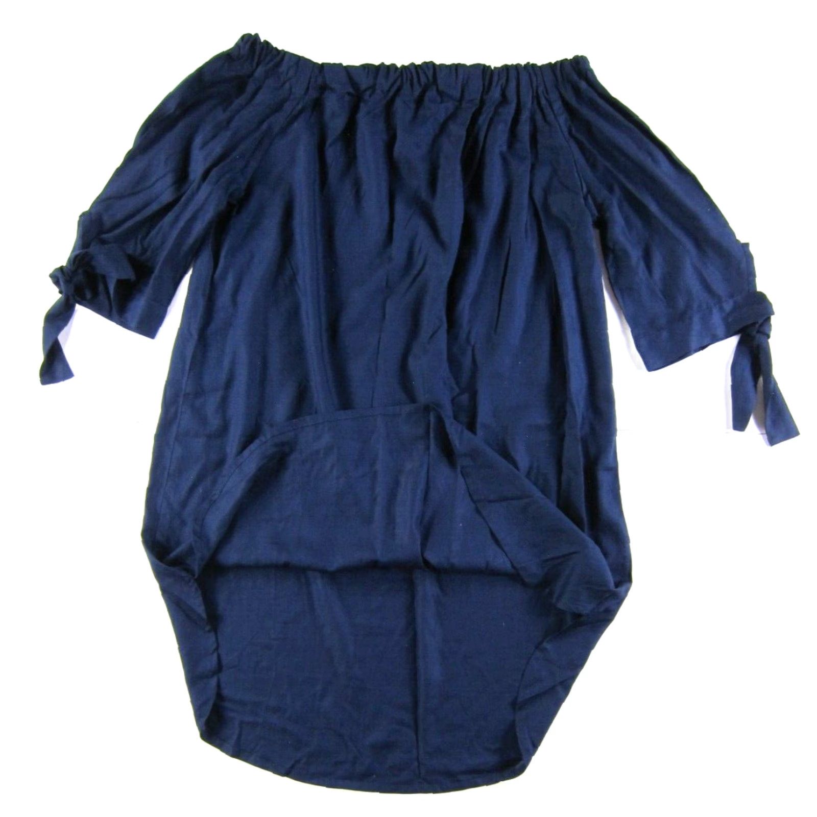 Vintage NWT LASCANA 100% Rayon Navy Blue Off Shoulder Short Sleeve Tunic Shift Dress 10 Size 32" / US 10 / IT 46 - 5 Thumbnail