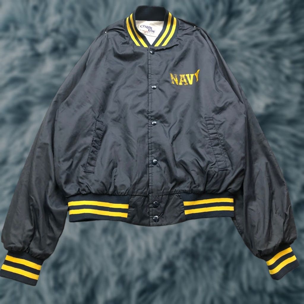 Chalk Line VINTAGE Chalk Line US Navy Bomber Jacket Mens L Snap Button Navy Yellow - 80s, Workwear, Casual, Military Style Size US L / EU 52-54 / 3 - 1 Thumbnail