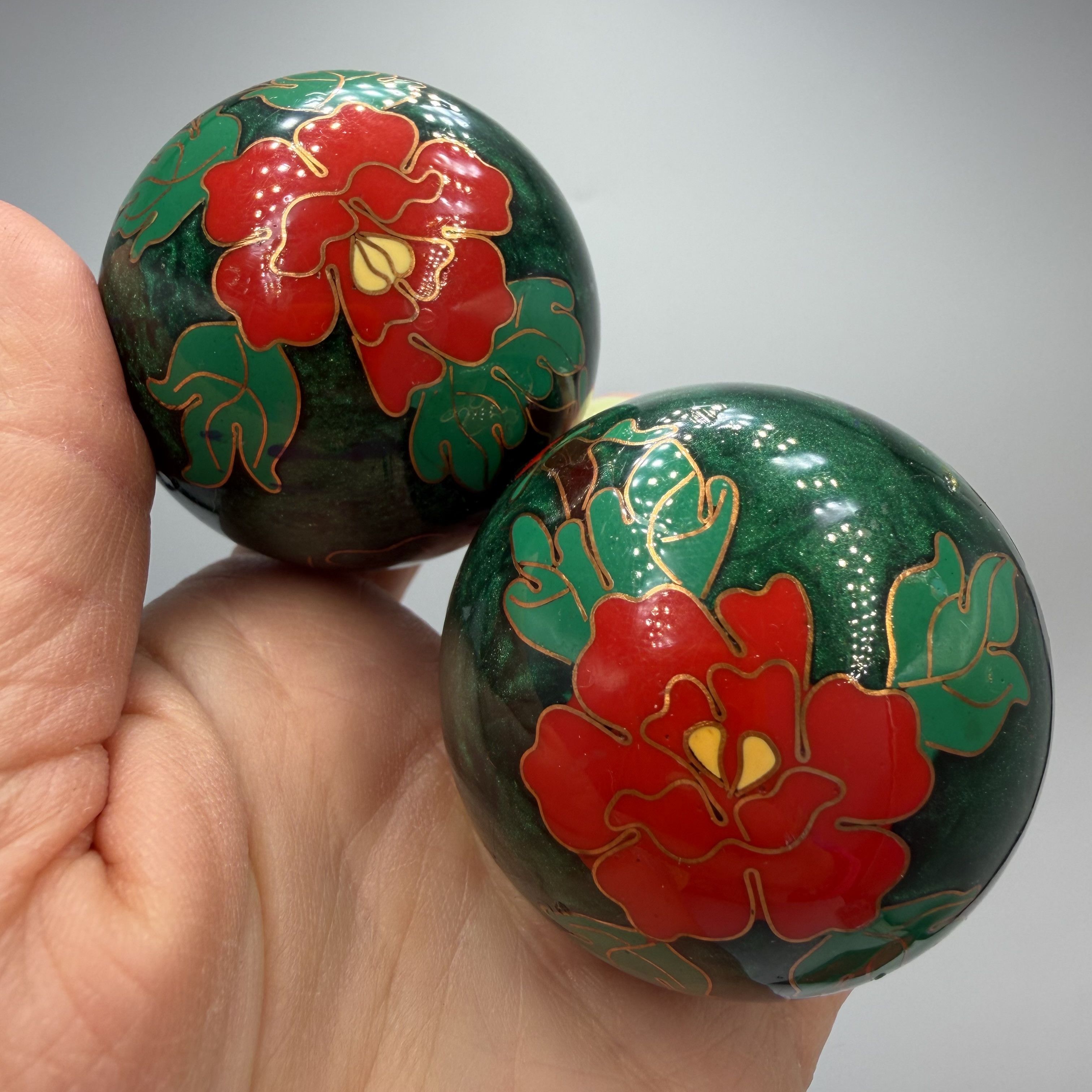 Vintage Vintage Chinese Baoding Balls Butterfly Flower Enamel Size ONE SIZE - 6 Thumbnail