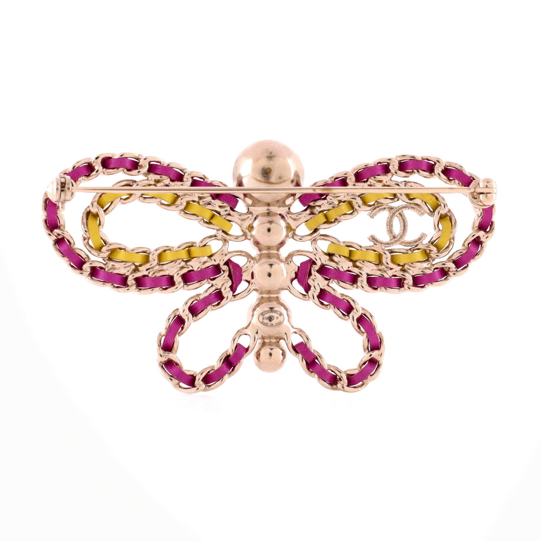 Chanel Butterfly Brooch Metal with Leather and Faux Pearls Size ONE SIZE - 1 Thumbnail