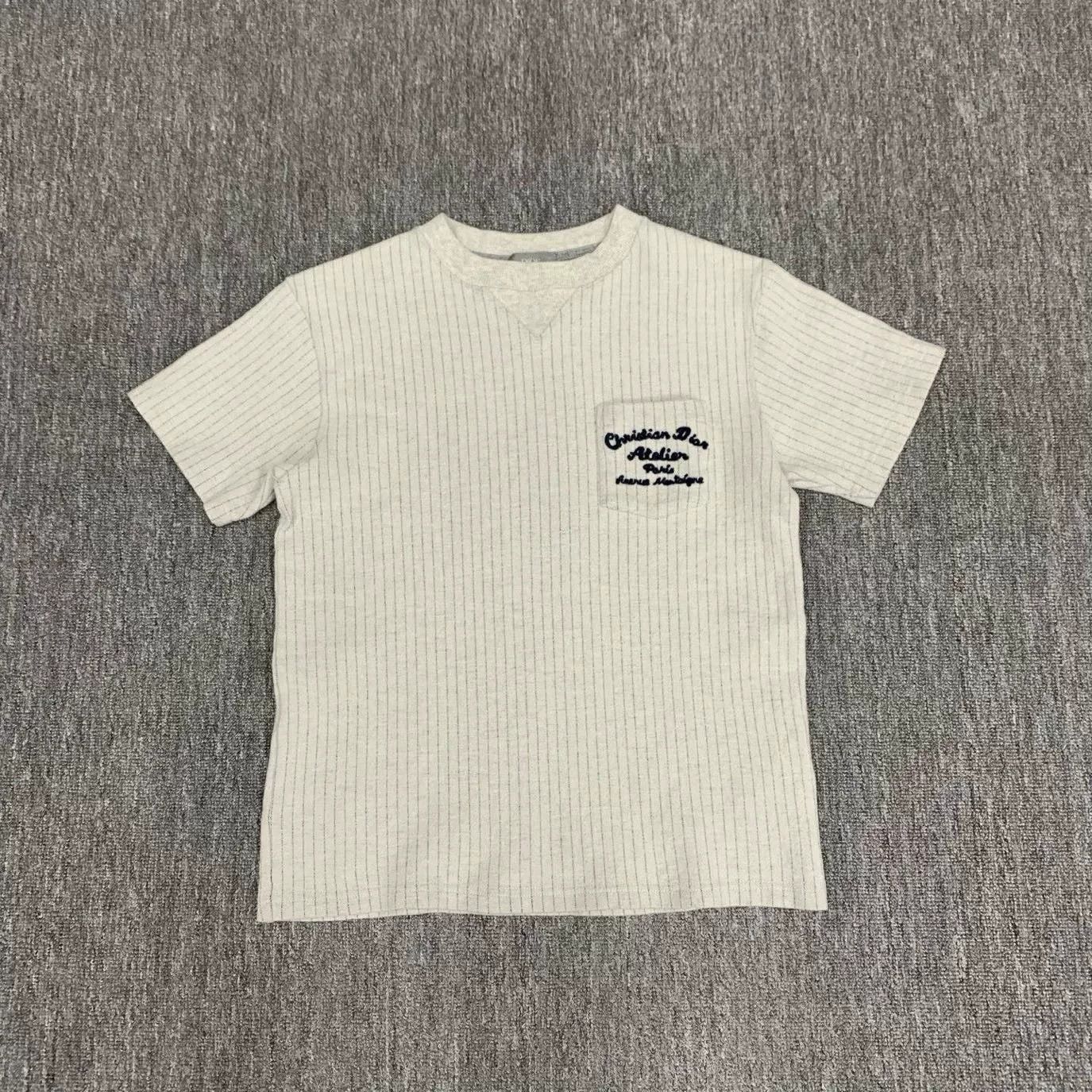 Dior grey striped pocket logo t-shirt Size US M / EU 48-50 / 2 - 1 Thumbnail