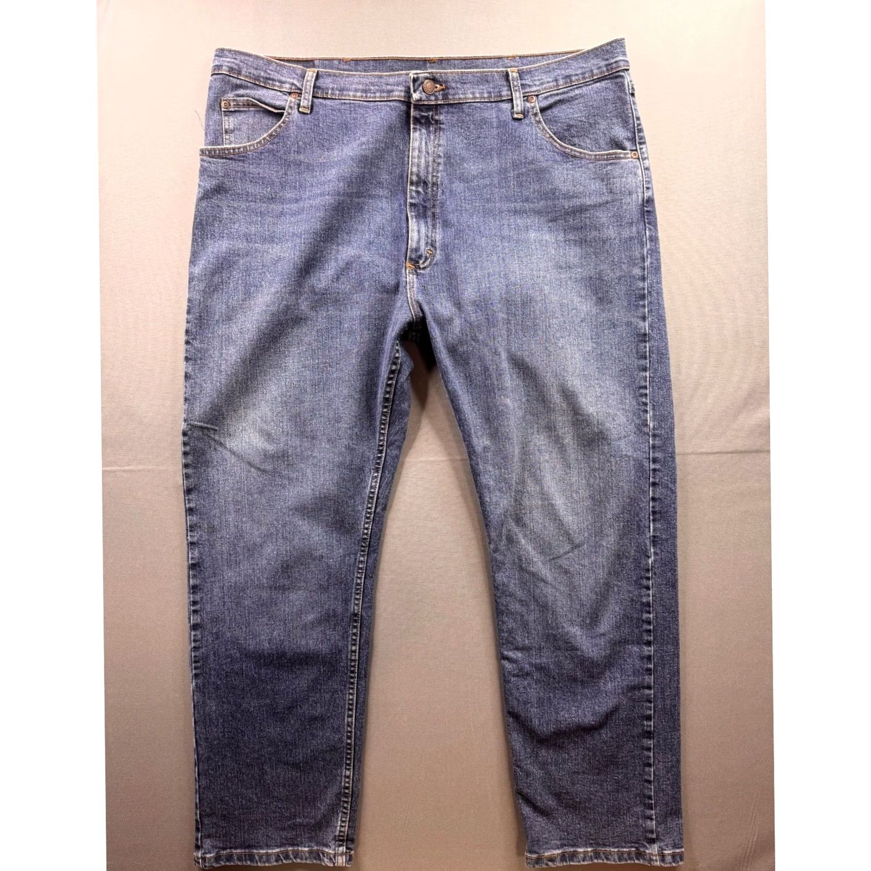 Wrangler Wrangler Jeans Straight Blue 42x30 Big & Tall Mens Stretch Denim 5-Pocket Regular Comfort Modern Classic Size US 42 / EU 58 - 5 Thumbnail