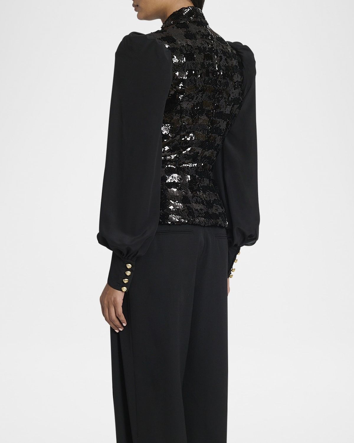 o1s1wg111025 Sequined Double-Breasted Blazer in Black