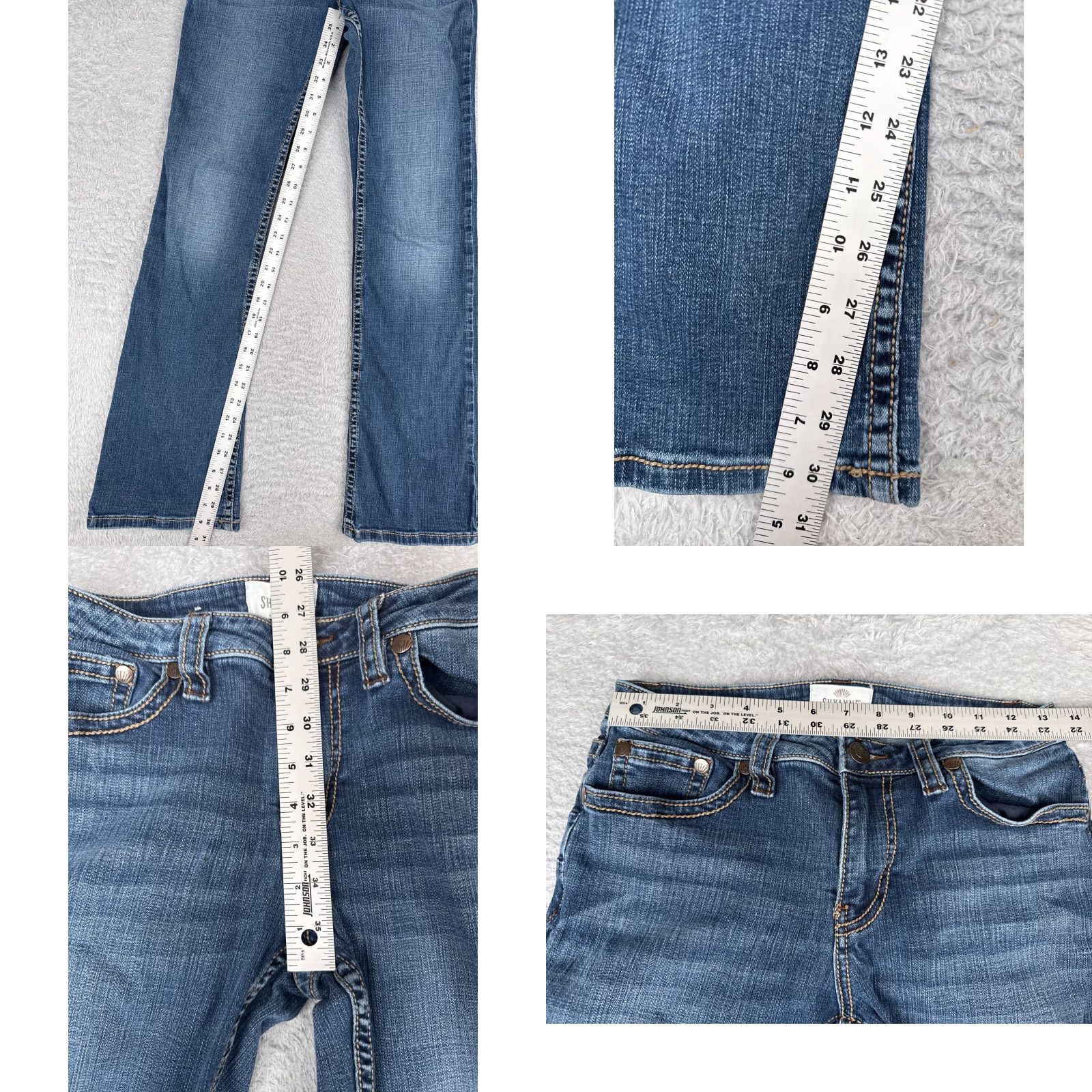 Shyanne Jeans Womens Bootcut 27 Blue Denim Embroidered Embellished Mid 27x31 Jeans Womens