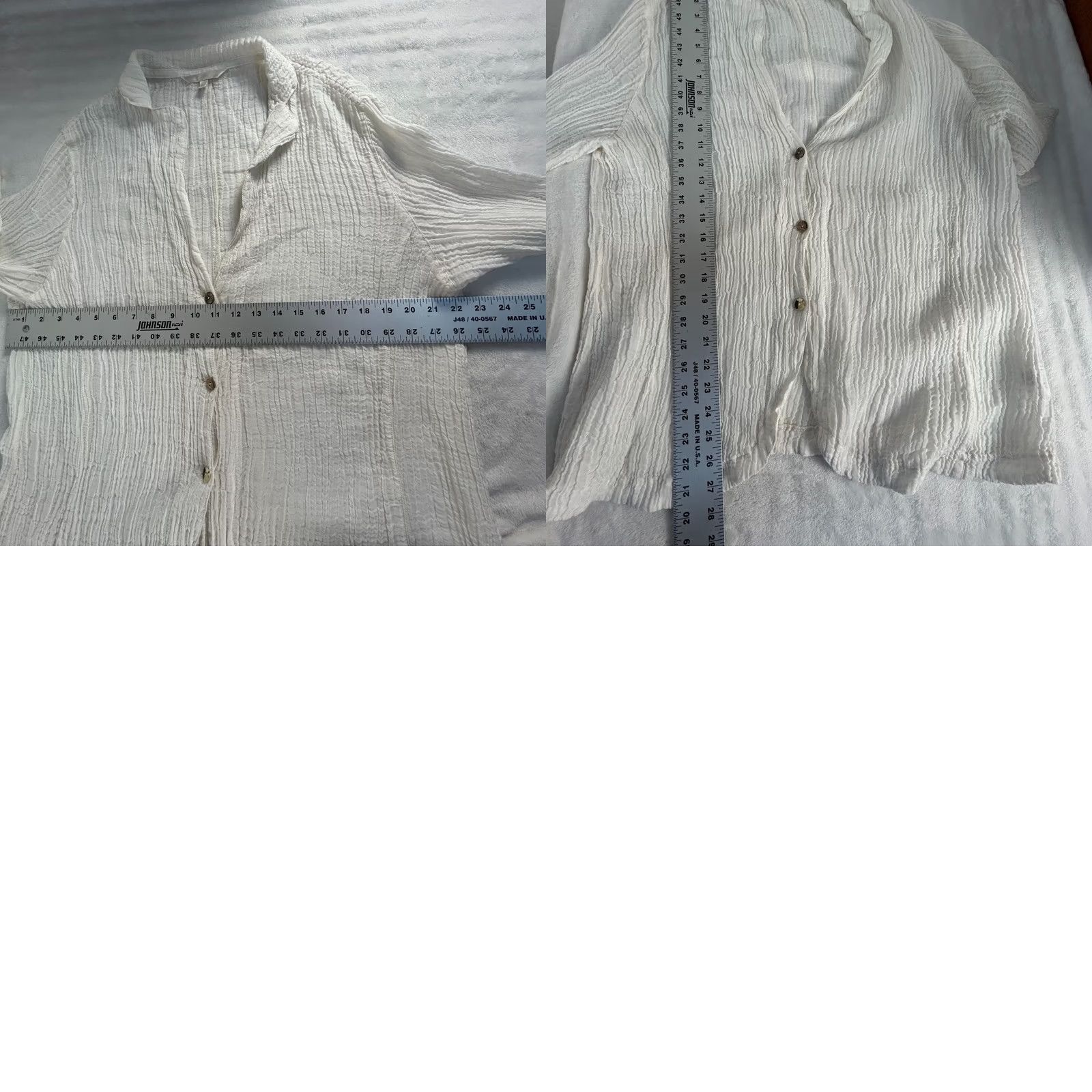 Vintage Kleen Womens Button Down Long Sleeve Shirt XL Lightweight Gauze Ramie Cotton White - Casual Classic Button-Down, Basic, Regular Fit Womens Size XL / US 12-14 / IT 48-50 - 8 Thumbnail