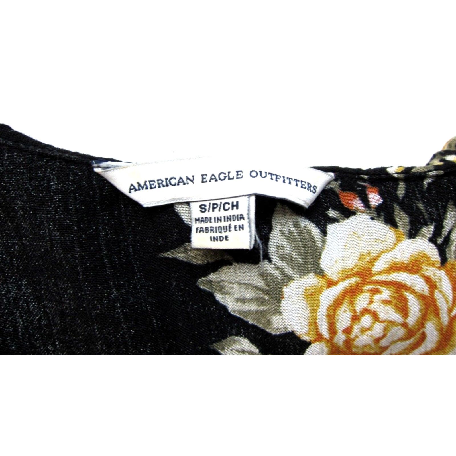 American Eagle Outfitters American Eagle Outfitters Blouse VNeck Long Sleeve Ruffle Peasant Rayon Black S Womens Size S / US 4 / IT 40 - 3 Thumbnail