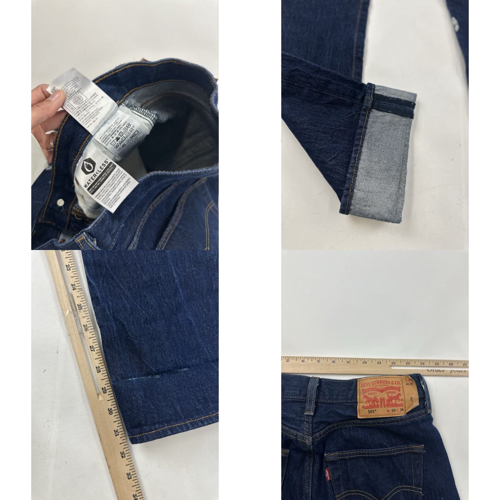 Levi's Levi’s 501 Jeans Mens 28 Regular Dark Blue Paint Spattered Wash Tag 29x34 Not Redline Size US 28 / EU 44 - 8 Thumbnail