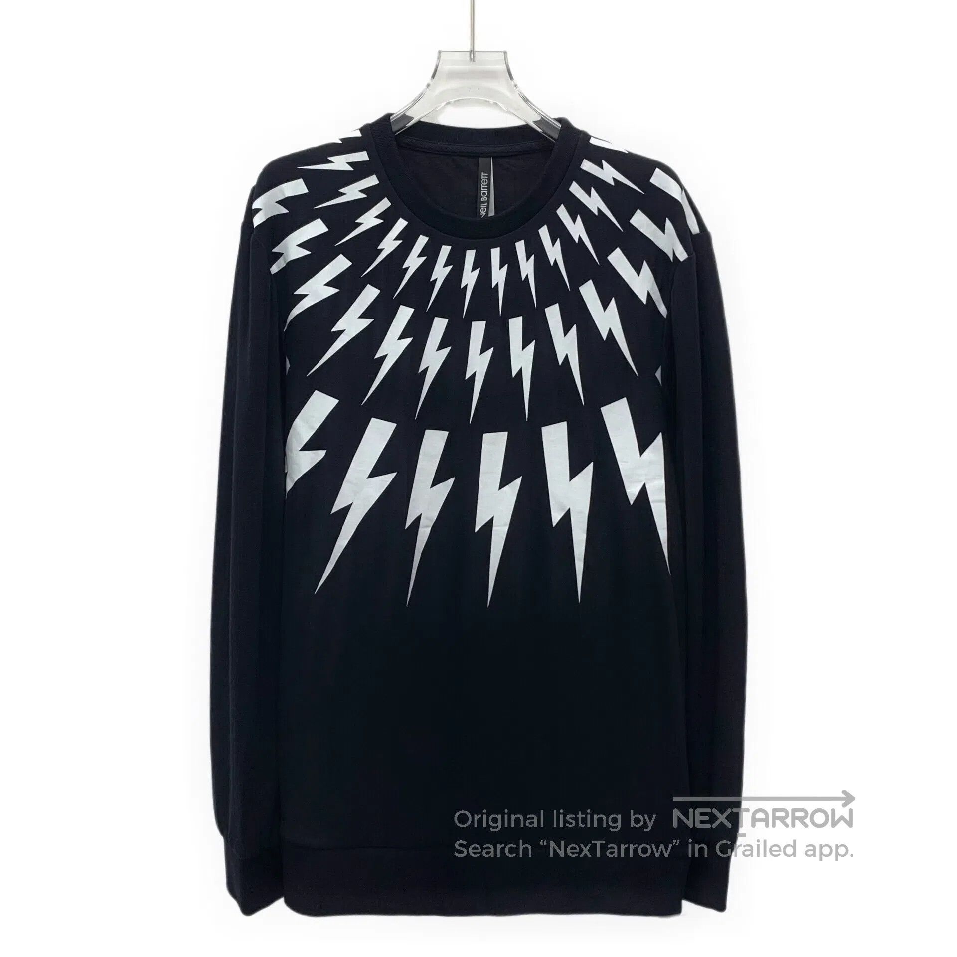 Neil Barrett Neil Barrett Black cotton long-sleeved sweatshirt with lig Size US L / EU 52-54 / 3 - 1 Thumbnail