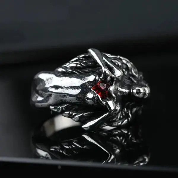 Japanese Brand Demon Girl Ring Heart Devil Goth Punk Rock Jewelry Chrome Size ONE SIZE - 2 Thumbnail