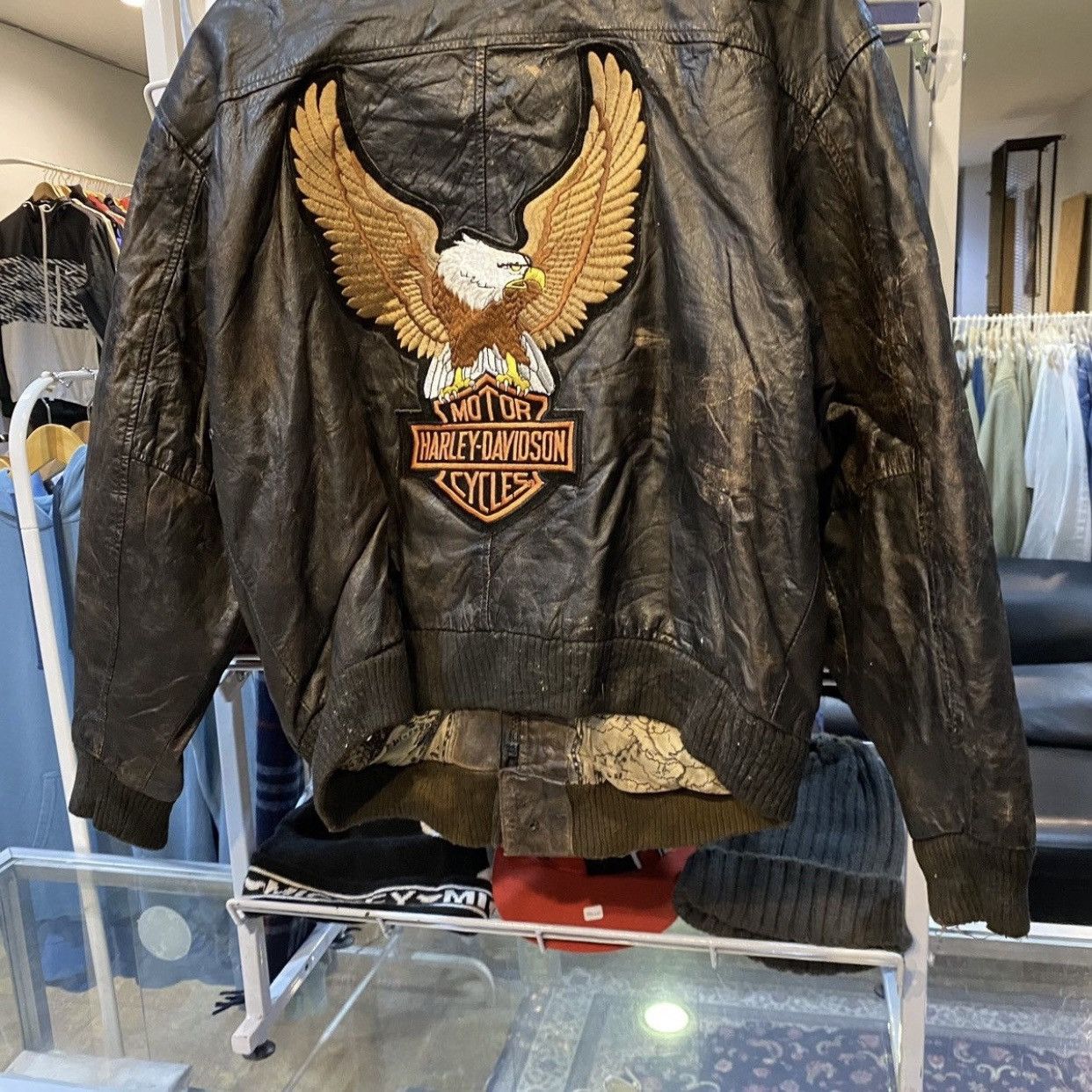 Harley Davidson RareVINTAGE Harley Davidson Distressed Bomber Leather Jacket Size US M / EU 48-50 / 2 - 5 Thumbnail