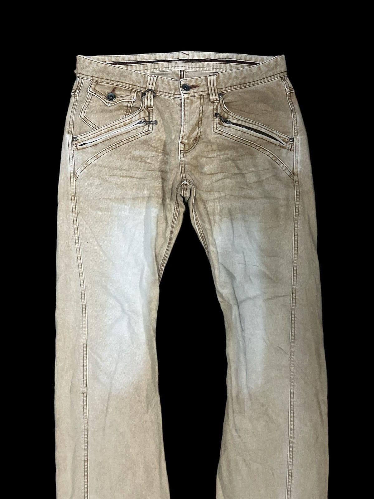 Other FLARED🔥 Y2K NICOLE CLUB BROWN FADED DISTRESSED DENIM PANT Size US 30 / EU 46 - 3 Thumbnail