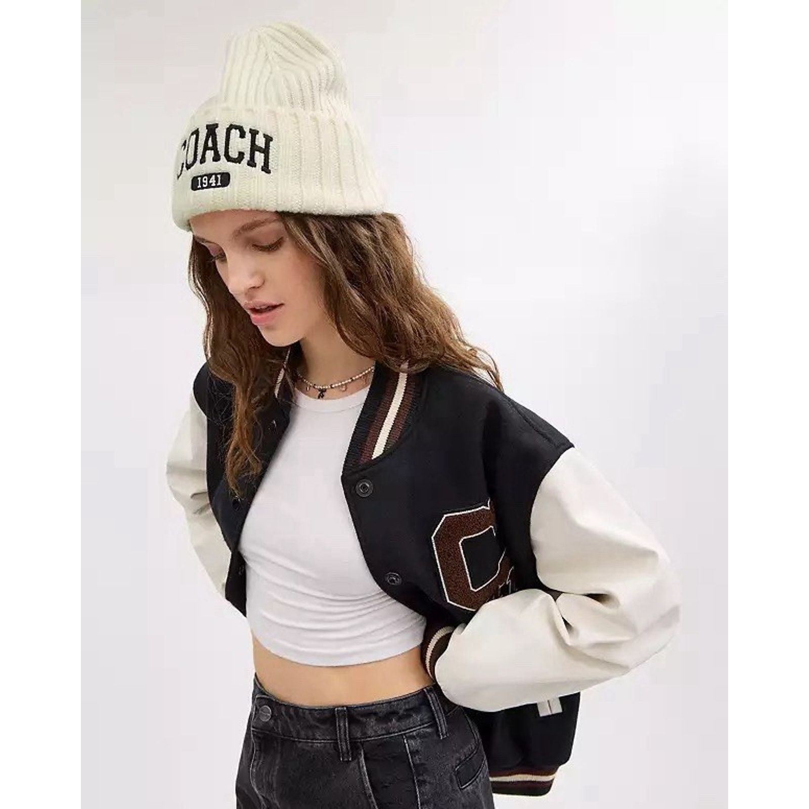 Coach NWT Coach 1941 Embroidered Knit Beanie Wool CU806 Chalk Size ONE SIZE - 8 Thumbnail
