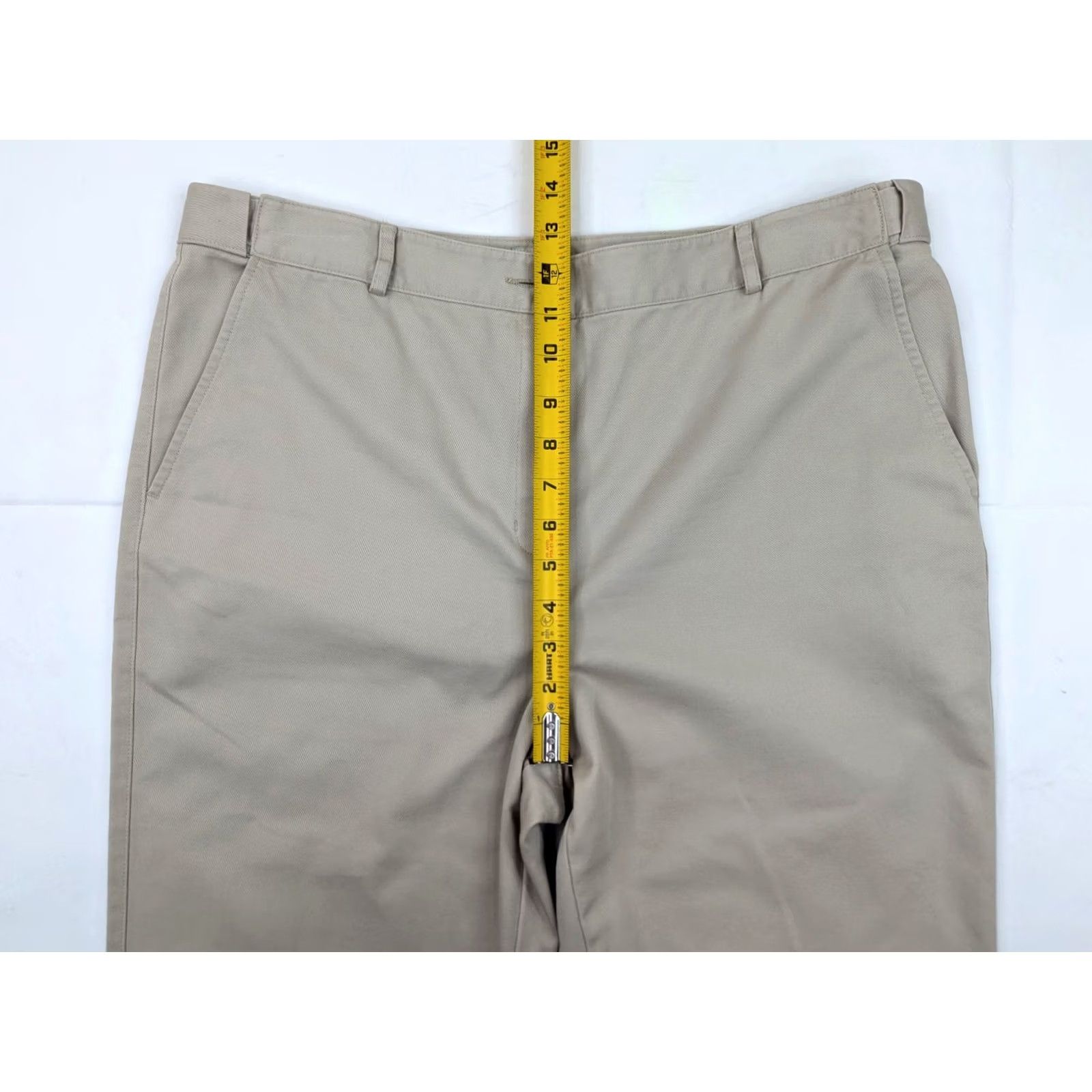 Vintage L.L. Bean Bayside Classic Fit Chino Straight Pants Women 16 Beige Stretch Flat Front SS16 Size 38" / US 16 / IT 52 - 4 Thumbnail
