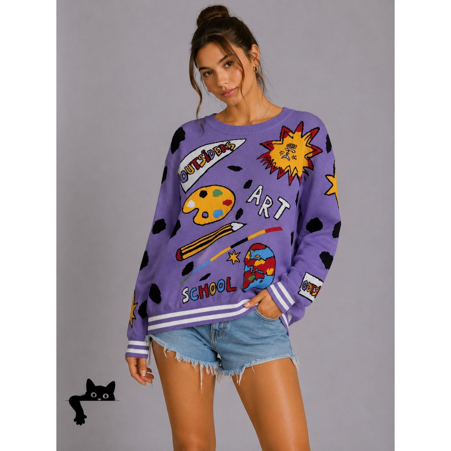 Other Outsiders Division Purple Art School Graphic Sweatshirt M Size M / US 6-8 / IT 42-44 - 3 Thumbnail