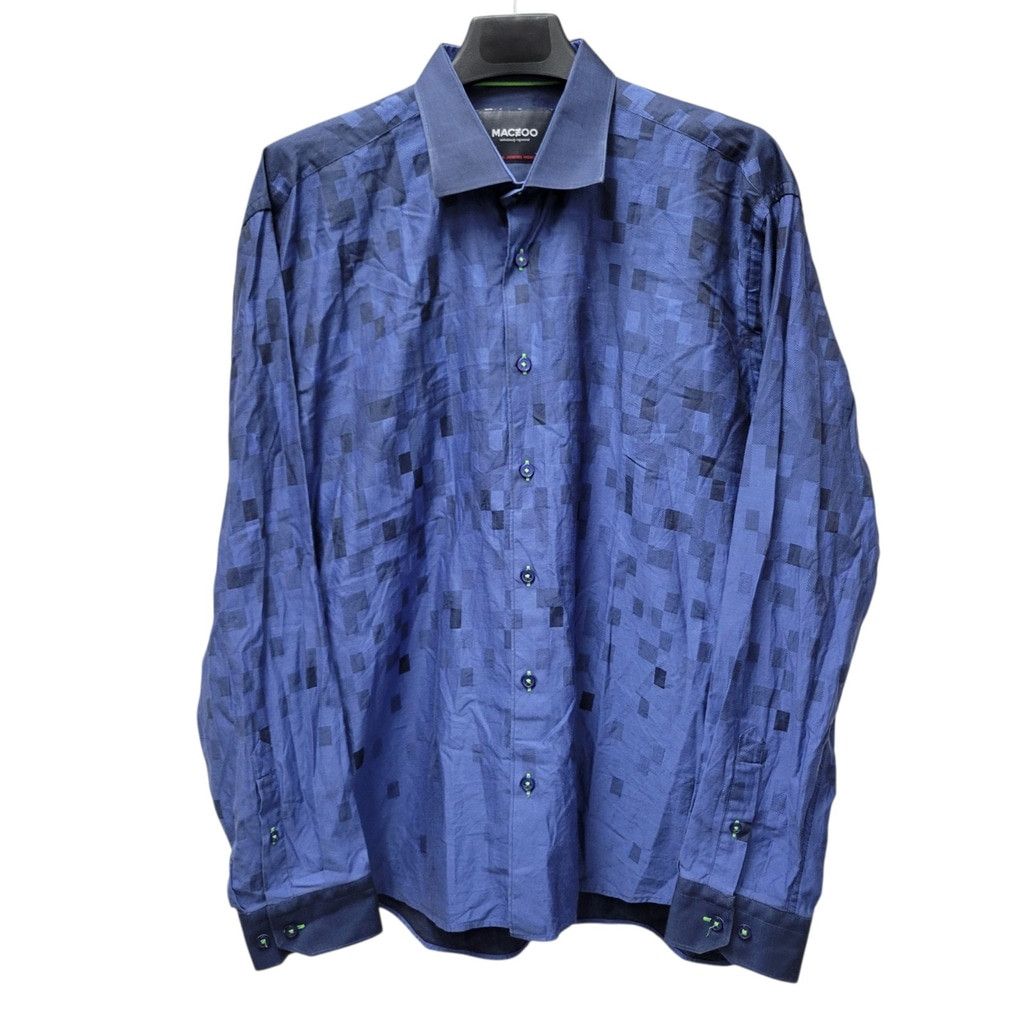 Maceoo MACEOO Italian Jacquard Fabric Blue Collared Long-Sleeves Me Size US XXL / EU 58 / 5 - 2 Thumbnail