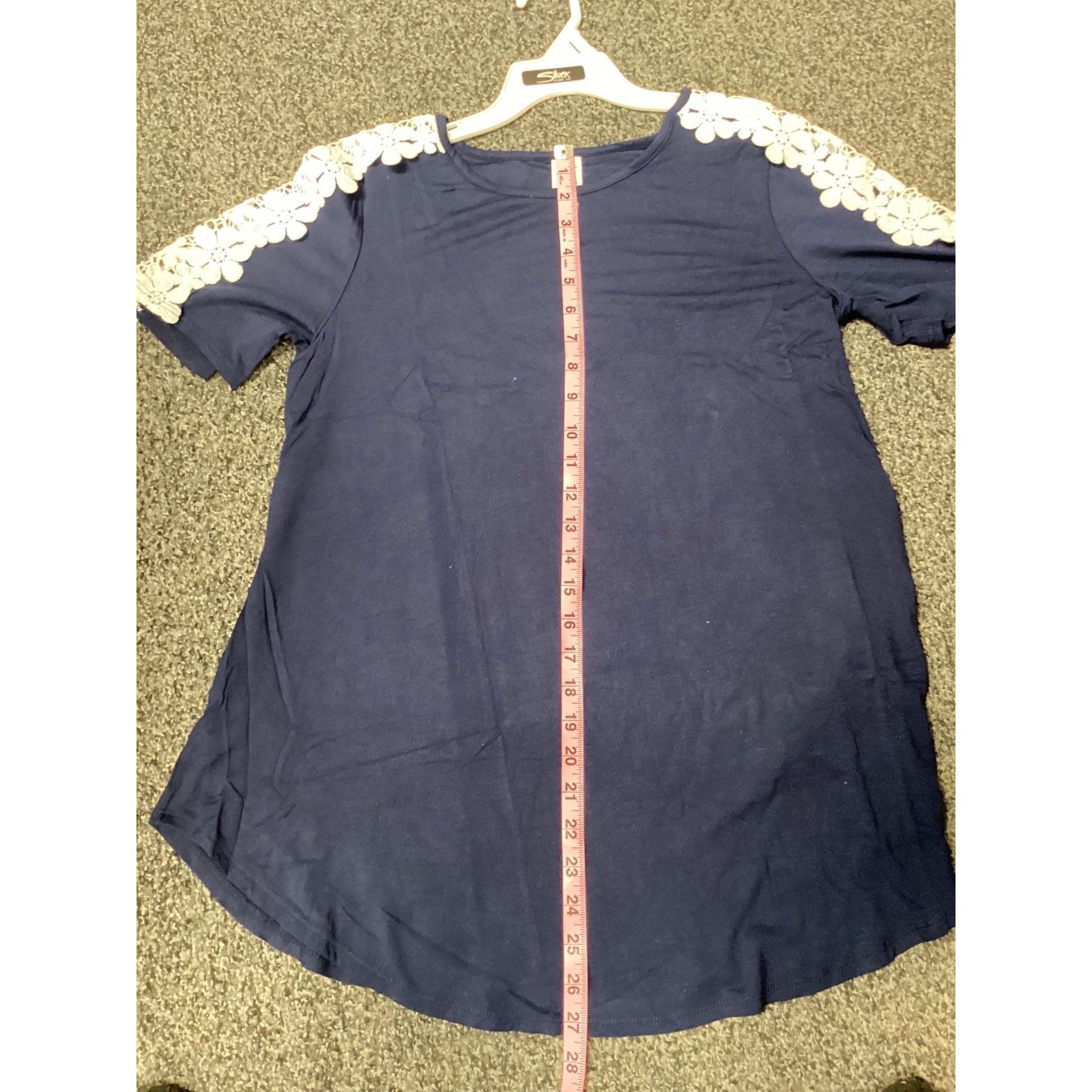 Other 42 Pops Crochet Navy Blue Short Sleeve Shirt With Lace Flora Size M / US 6-8 / IT 42-44 - 4 Thumbnail