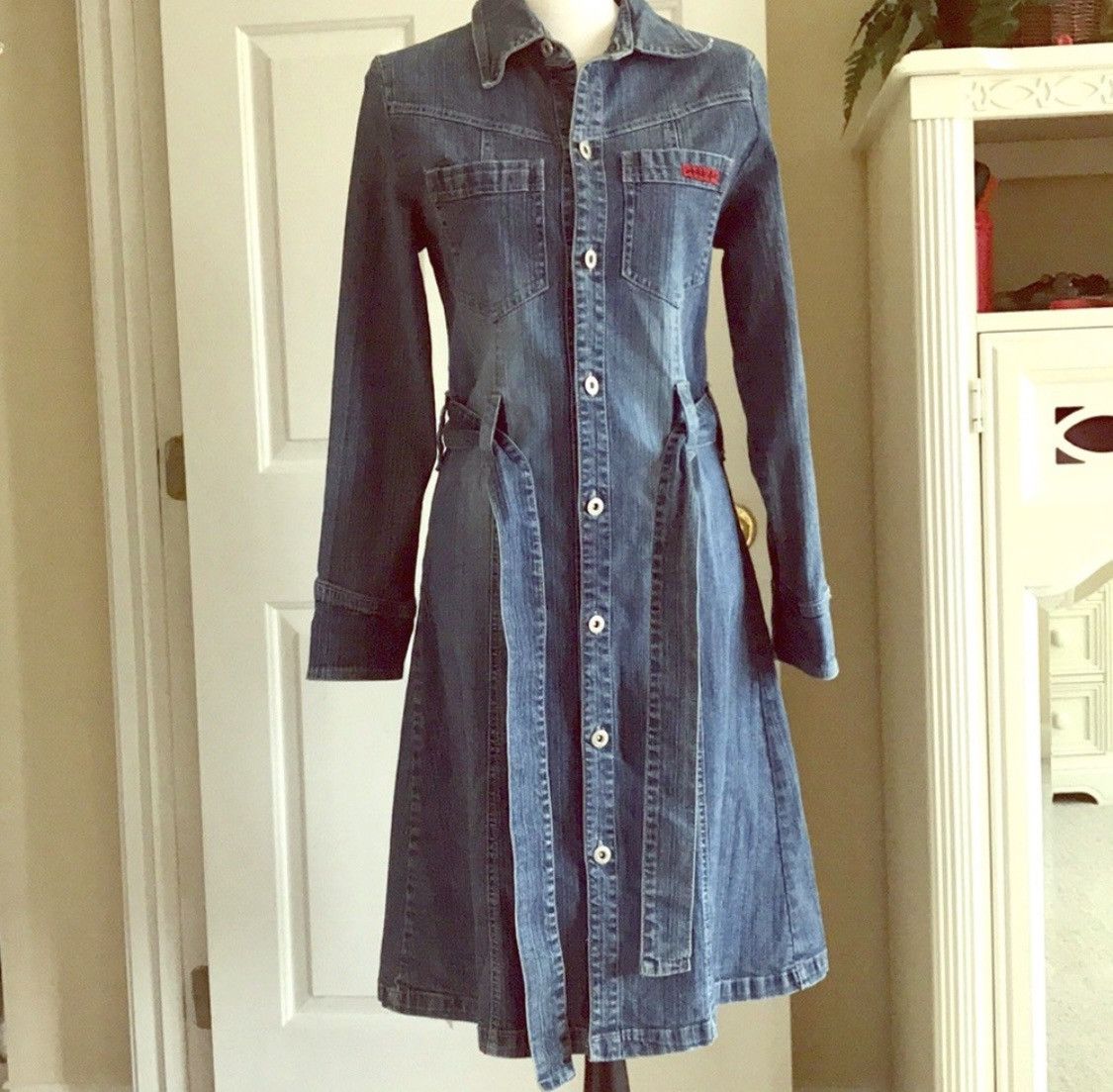 Other BUTTON UP TIE PRINCESS CUT DENIM JEAN JACKET Size S / US 4 / IT 40 - 1 Thumbnail