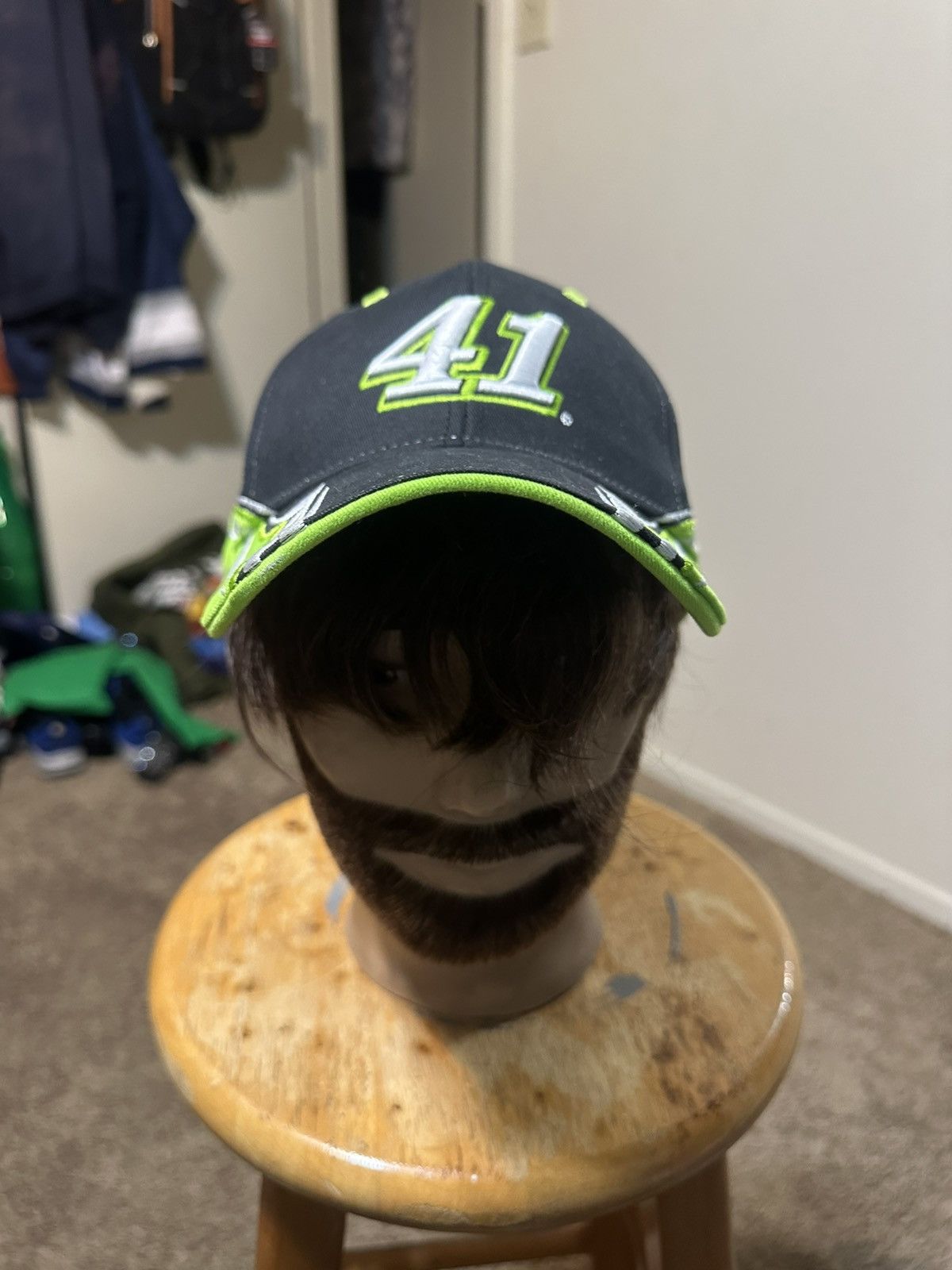NASCAR Vintage NASCAR #41 “triple lime green” hat 00s Size ONE SIZE - 1 Thumbnail