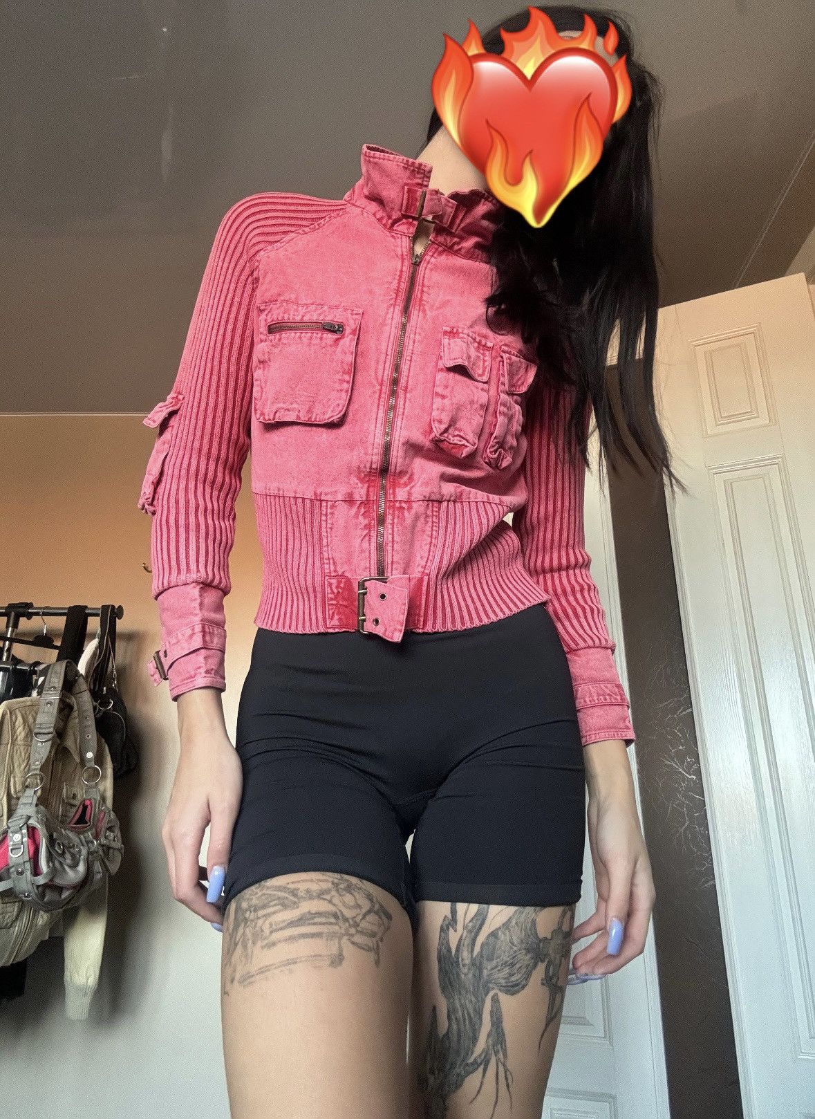 Vintage FADED MULTI-POCKET CROPPED MOTO LONG SLEEVE ZIP SWEATER Size M / US 6-8 / IT 42-44 - 1 Thumbnail