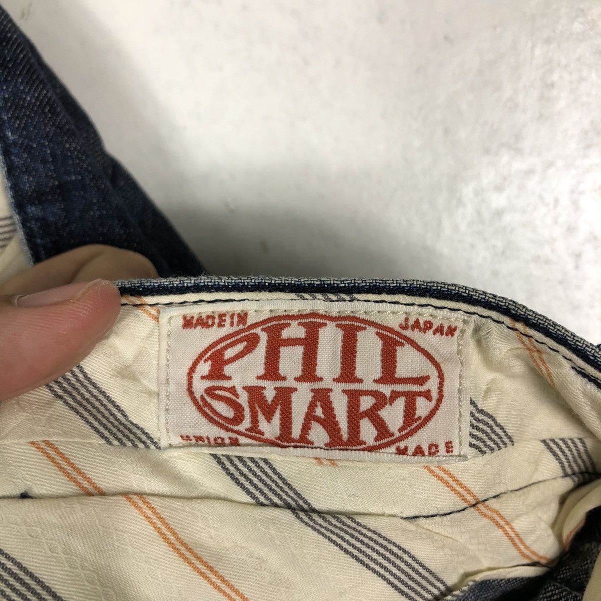 🔥90’s VINTAGE PHIL SMART UNION MADE JAPAN DISTRESSED DENIM