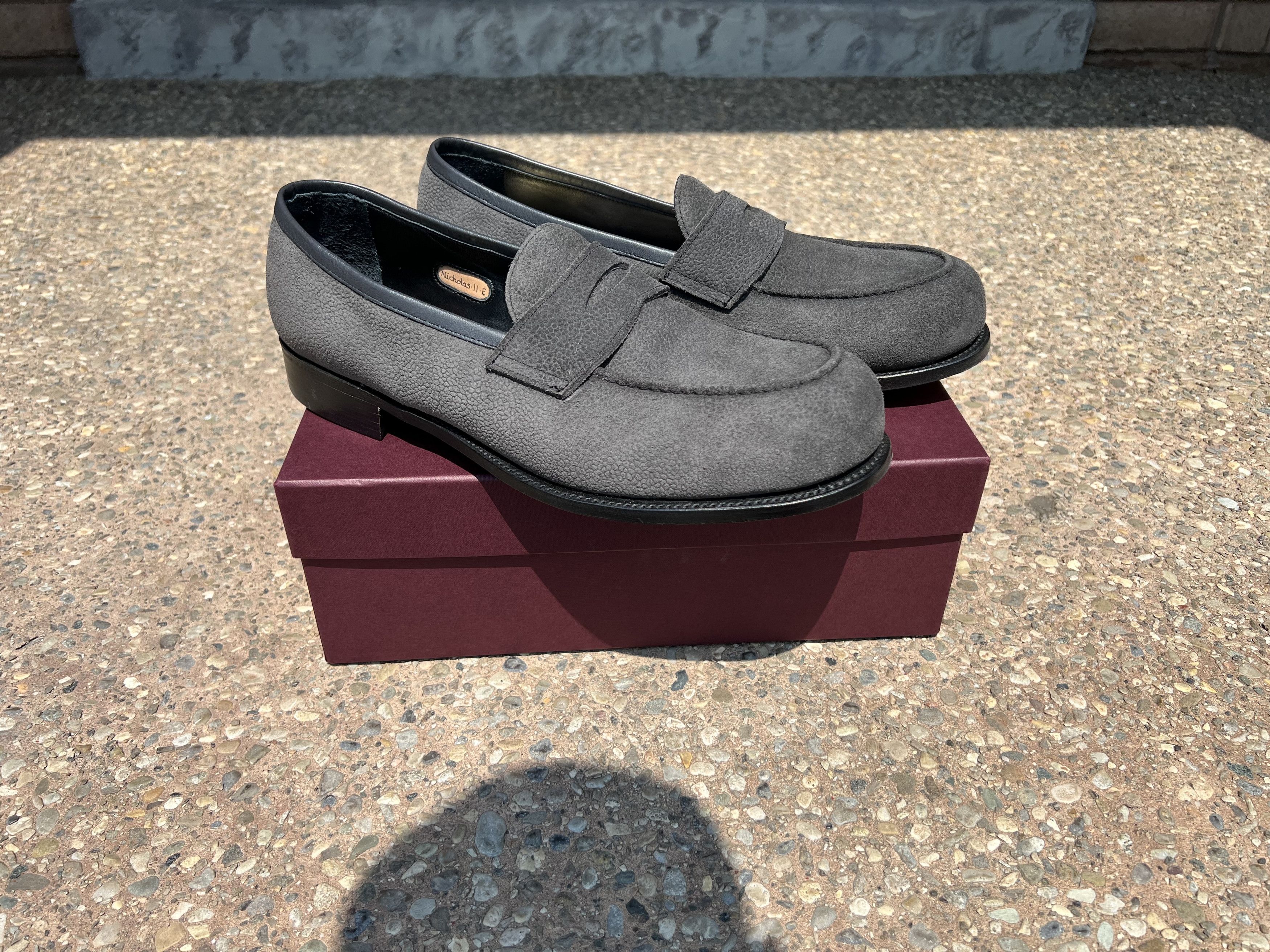 George Cleverley George Cleverley Nicholas Pebble-Grain Nubuck Loafers Size US 12 / EU 45 - 2 Thumbnail