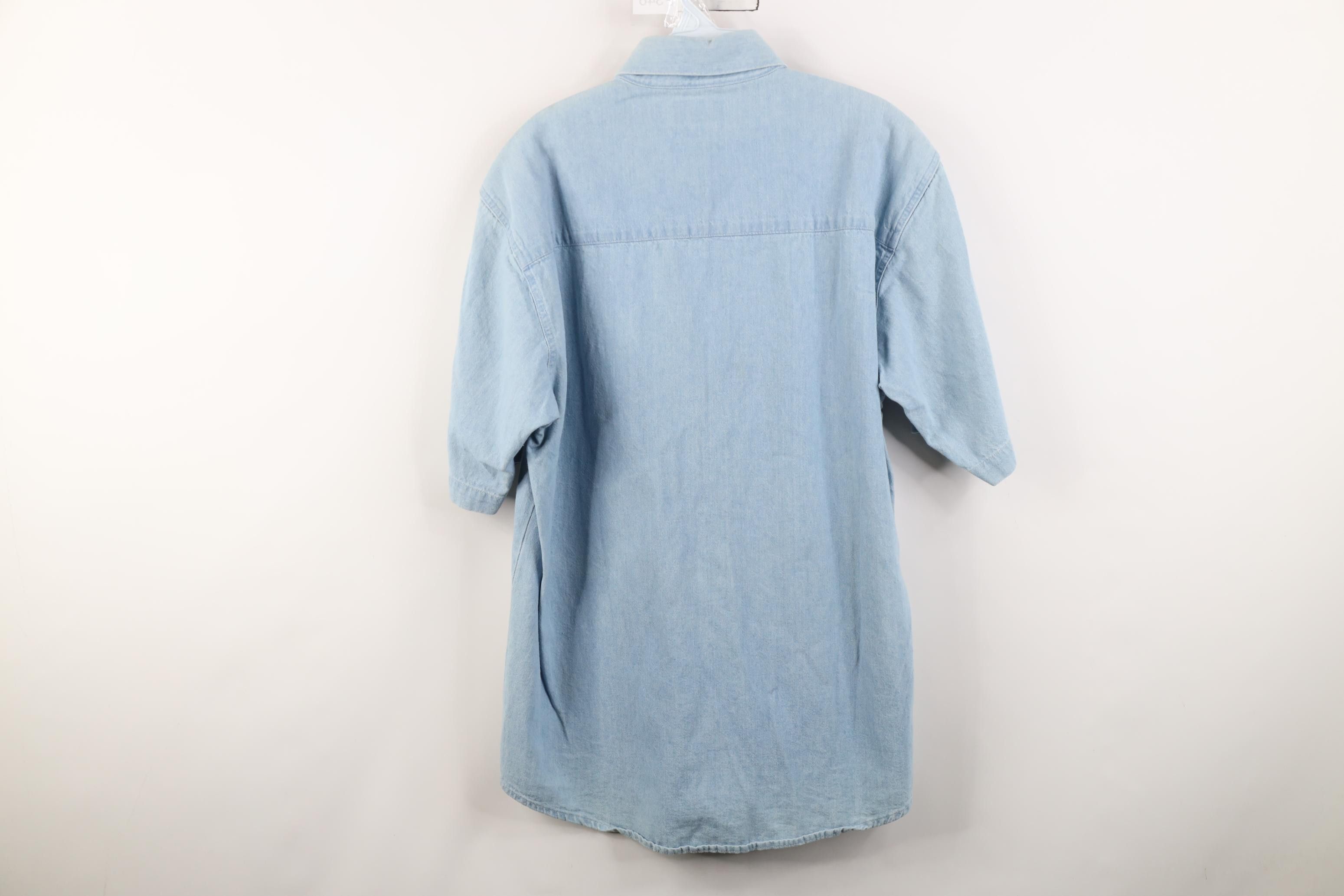 Vintage Vintage 90s Streetwear Short Sleeve Denim Button Down Shirt Size US M / EU 48-50 / 2 - 11 Thumbnail