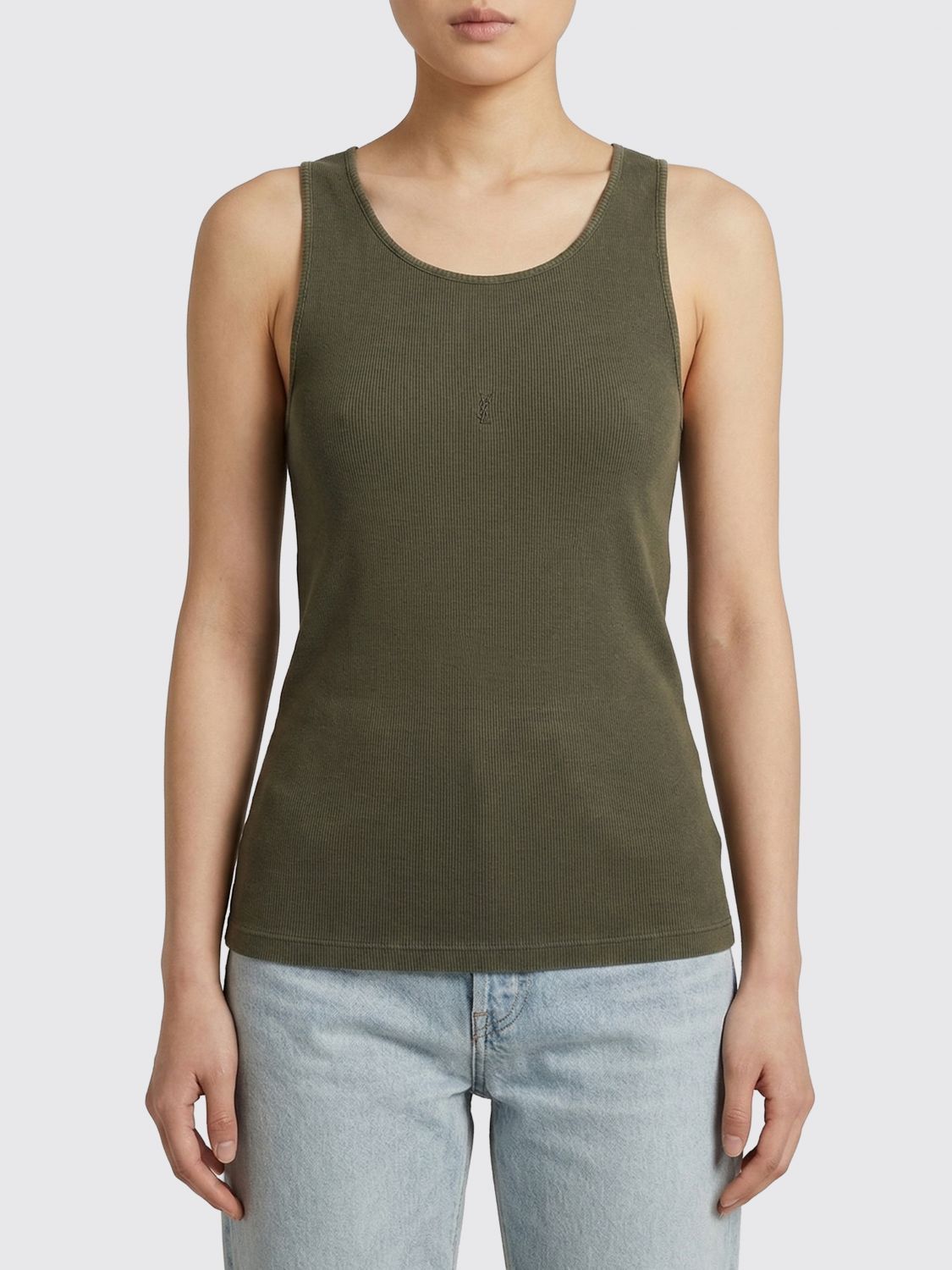 Saint Laurent Paris Saint Laurent T-Shirt Woman Green Size S / US 4 / IT 40 - 1 Thumbnail