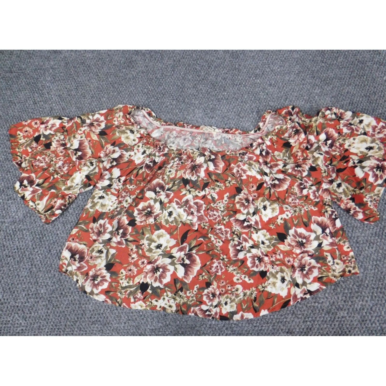 Bcbgmaxazria Purple Rain Womens Blouse XL Orange Floral Crew Neck Short Sleeve Pullover Rayon Button Tunic Casual BCBGMAXAZRIA Regular Women Size XL / US 12-14 / IT 48-50 - 2 Thumbnail