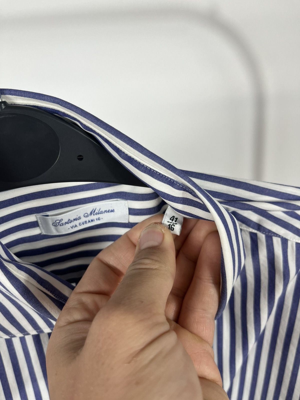 Other Santoria Milanese Blue White Striped Cotton Shirt 41 16 Size US L / EU 52-54 / 3 - 6 Thumbnail